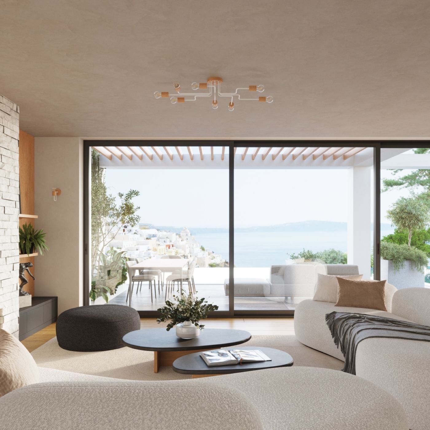 Sollux Lighting Timbo lampa podsufitowa 6x15 W biała-drewno SL.1666