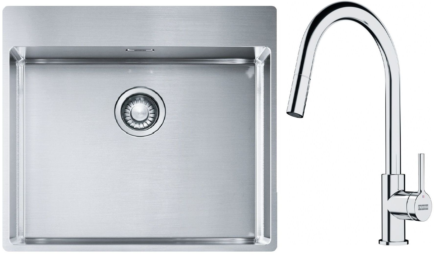 Franke Box BXX 210-54 TL zlewozmywak 57x51 cm stalowy z baterią kuchenną Lina chrom (1270369295, 1150693229)