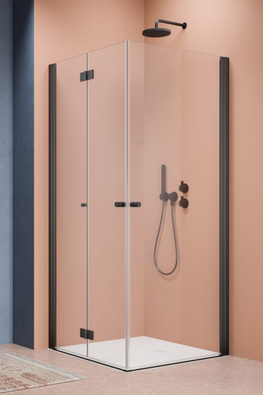 Radaway Nes Black KDD I drzwi prysznicowe 80 cm składane czarny mat/szkło przezroczyste 10015080-54-01R
