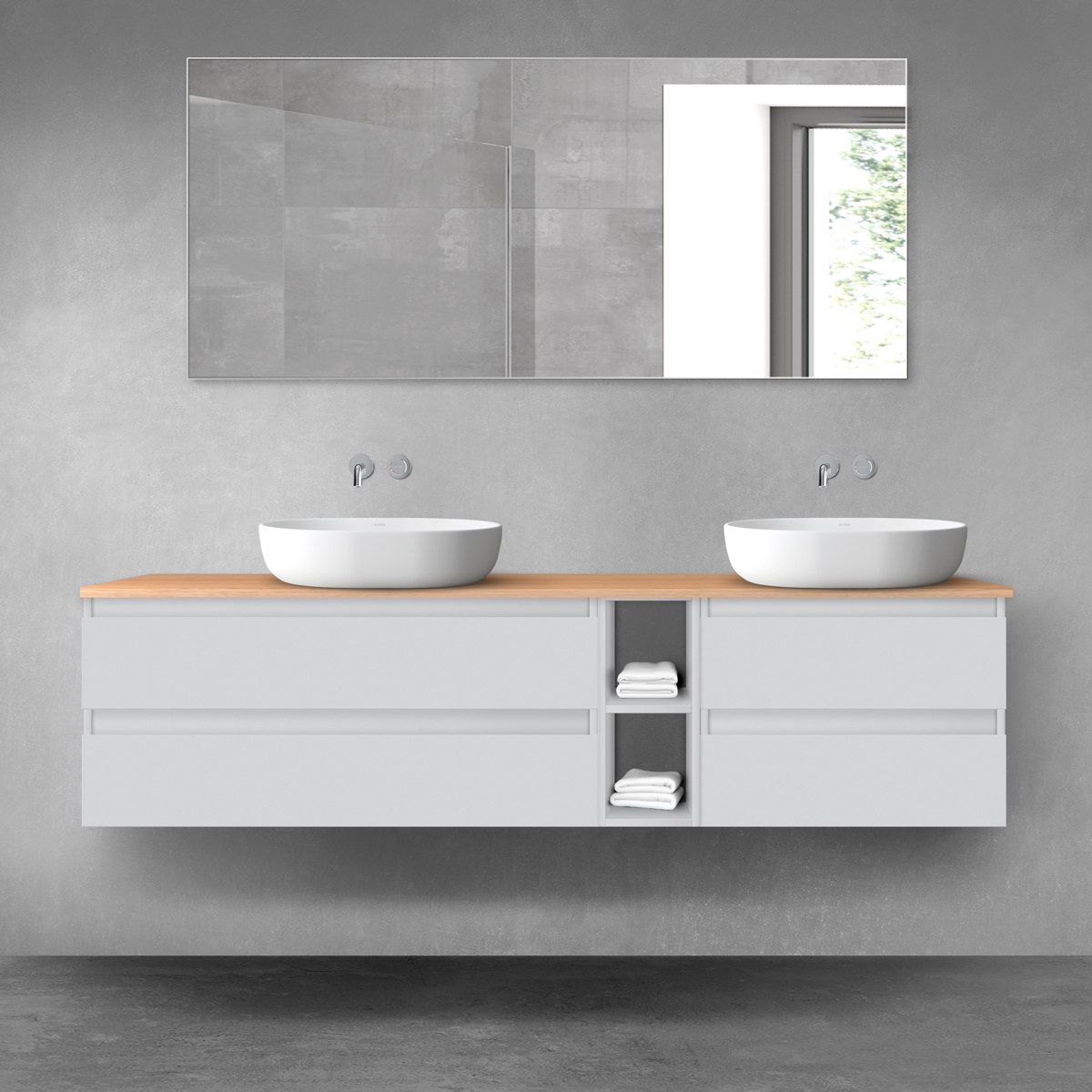 Oltens Vernal zestaw mebli łazienkowych 180 cm z blatem szary mat/dąb 68638700 - Wysyłka w 24h