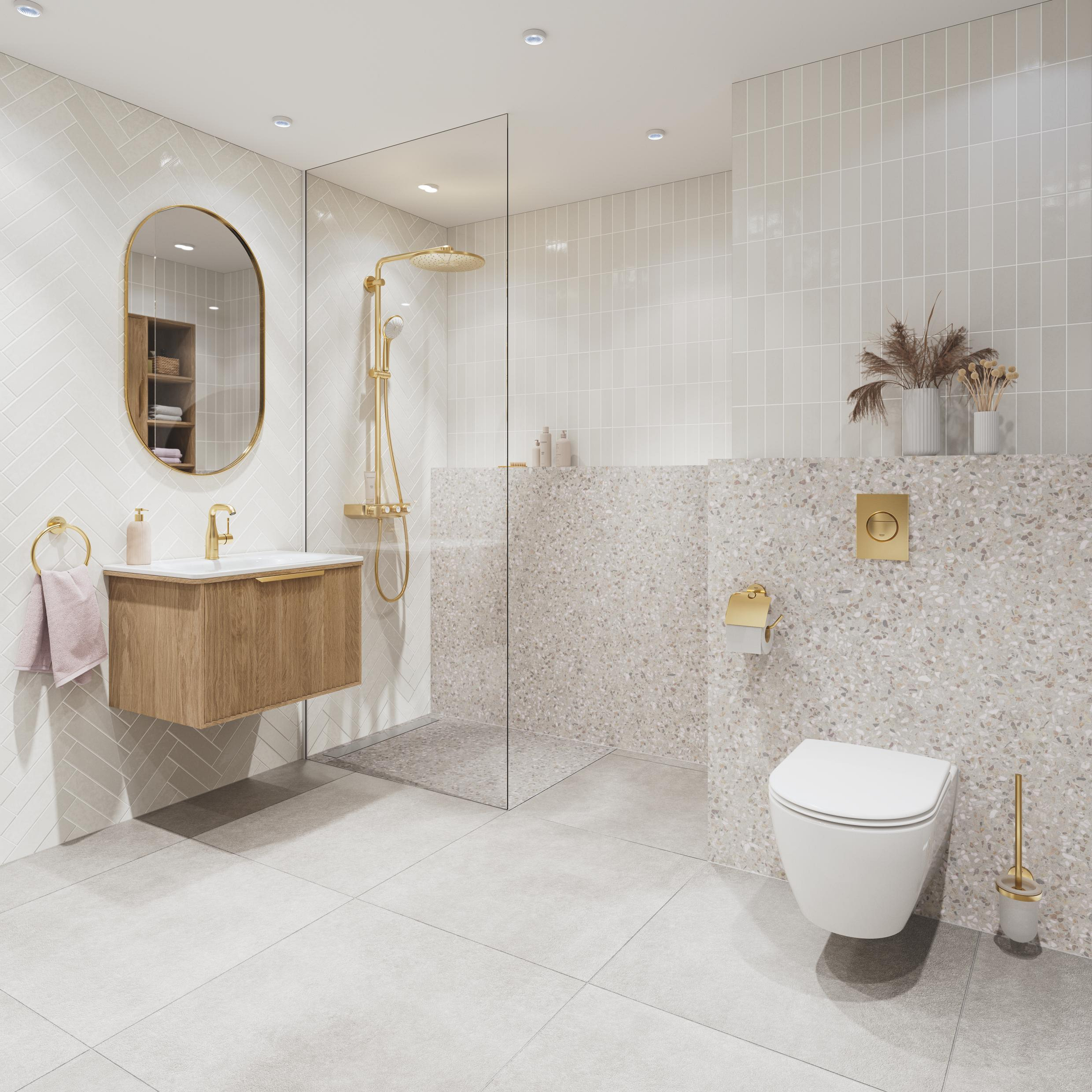 Grohe Euphoria zestaw prysznicowy ścienny termostatyczny z deszczownicą Brushed Cool Sunrise 26507GN0