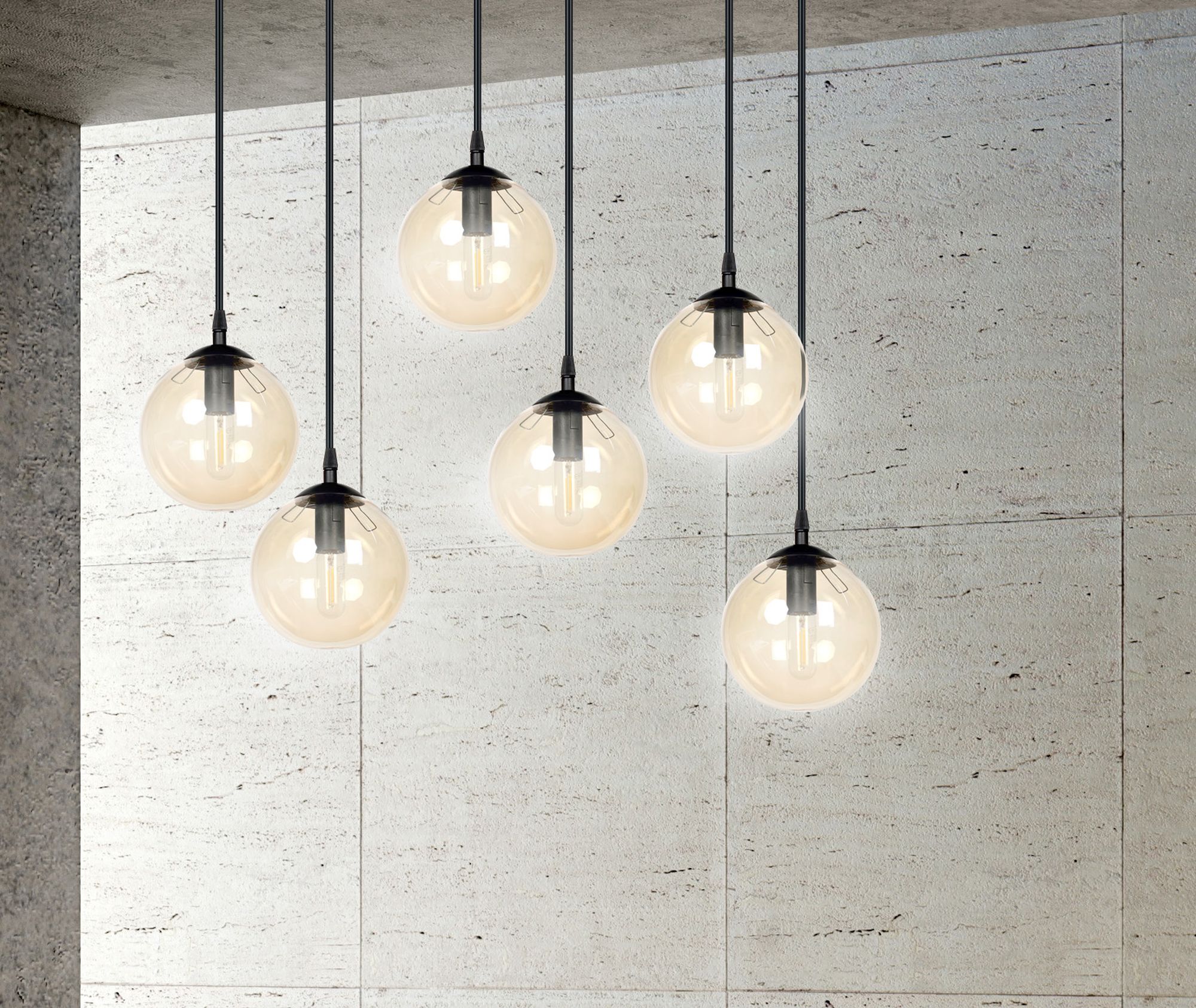 Emibig Cosmo lampa wisząca 6x10 W czarna-bursztynowa 713/6