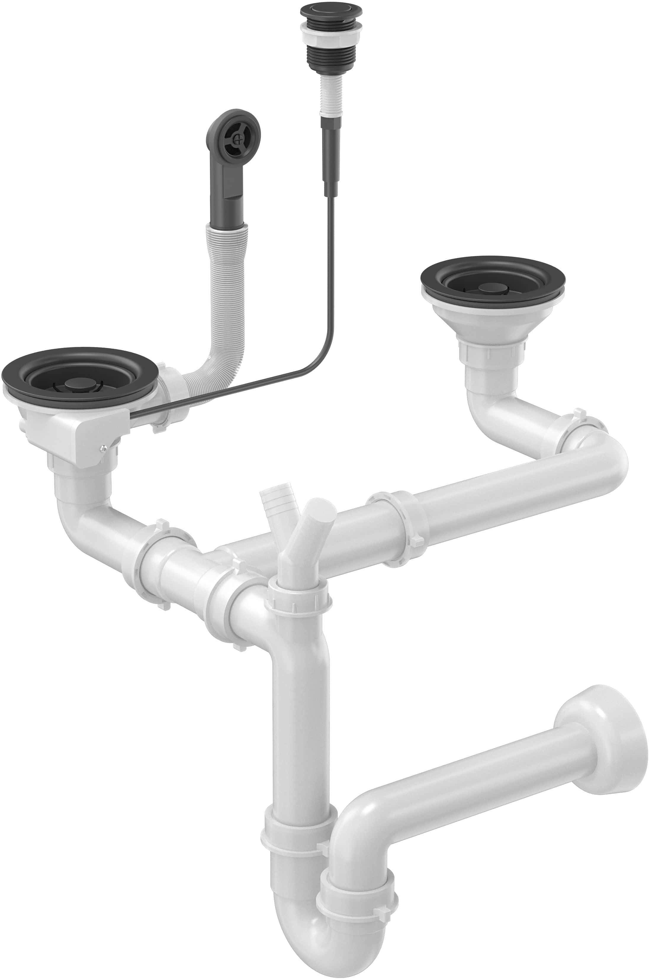 Quadron Save Space Power color syfon zlewozmywakowy 2-komorowy 3,5'' pure carbon OPD2SSG3