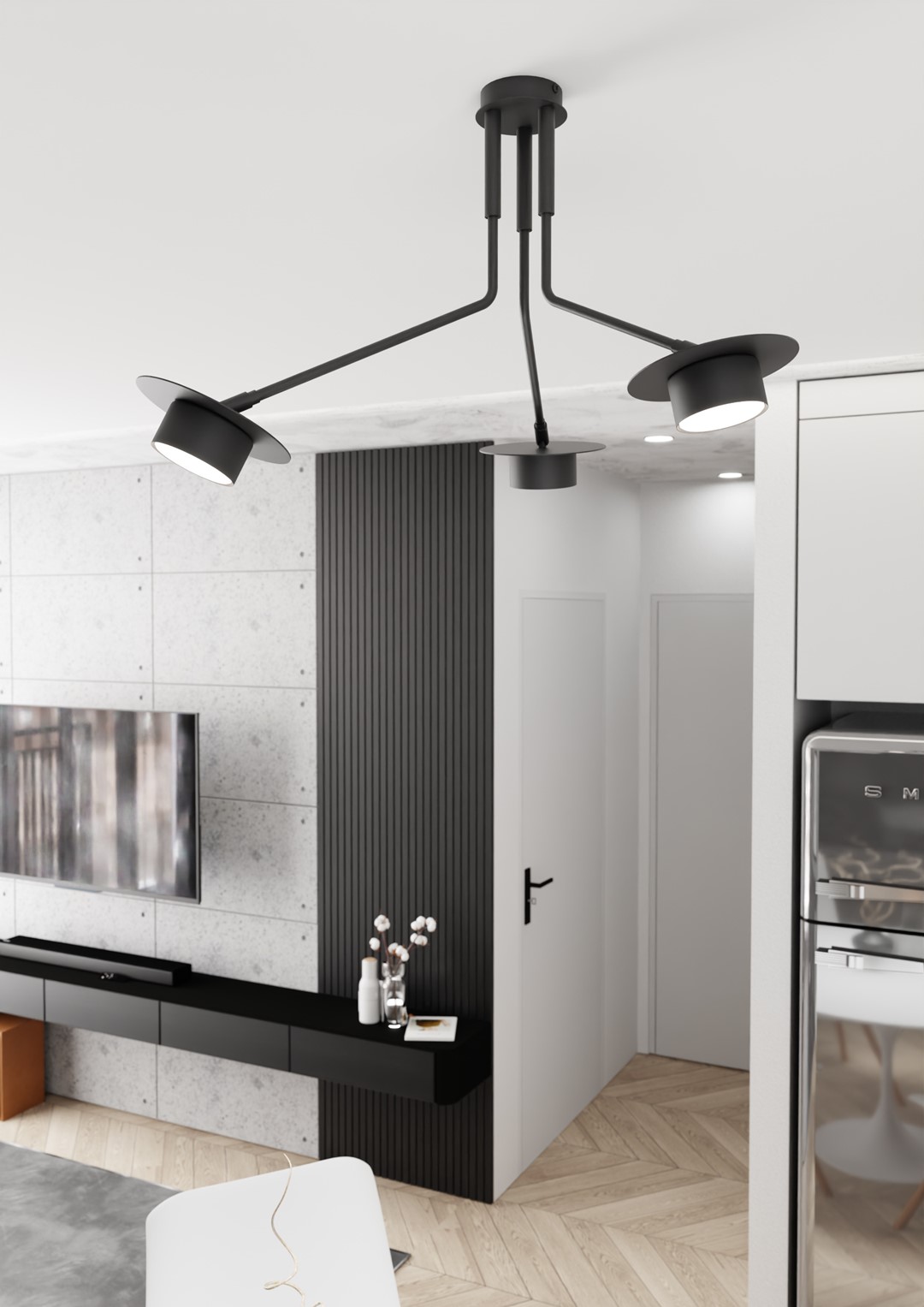 Emibig Mizu lampa podsufitowa 3x12 W czarna 1448/3