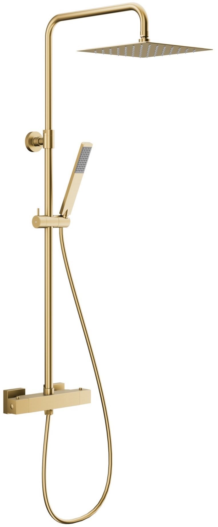 KFA Armatura Logon Brushed Light Gold zestaw prysznicowy ścienny termostatyczny z deszczownicą złoty szczotkowany 5746-920-39