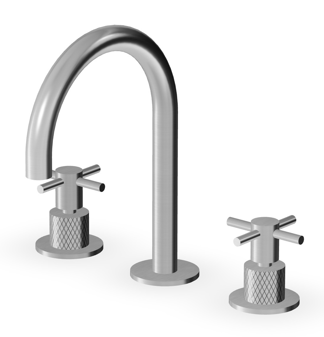 Zucchetti Helm bateria umywalkowa stojąca 3-otworowa szczotkowana stal nierdzewna szczotkowana/radełkowanie ukośne ZHM515.XG3