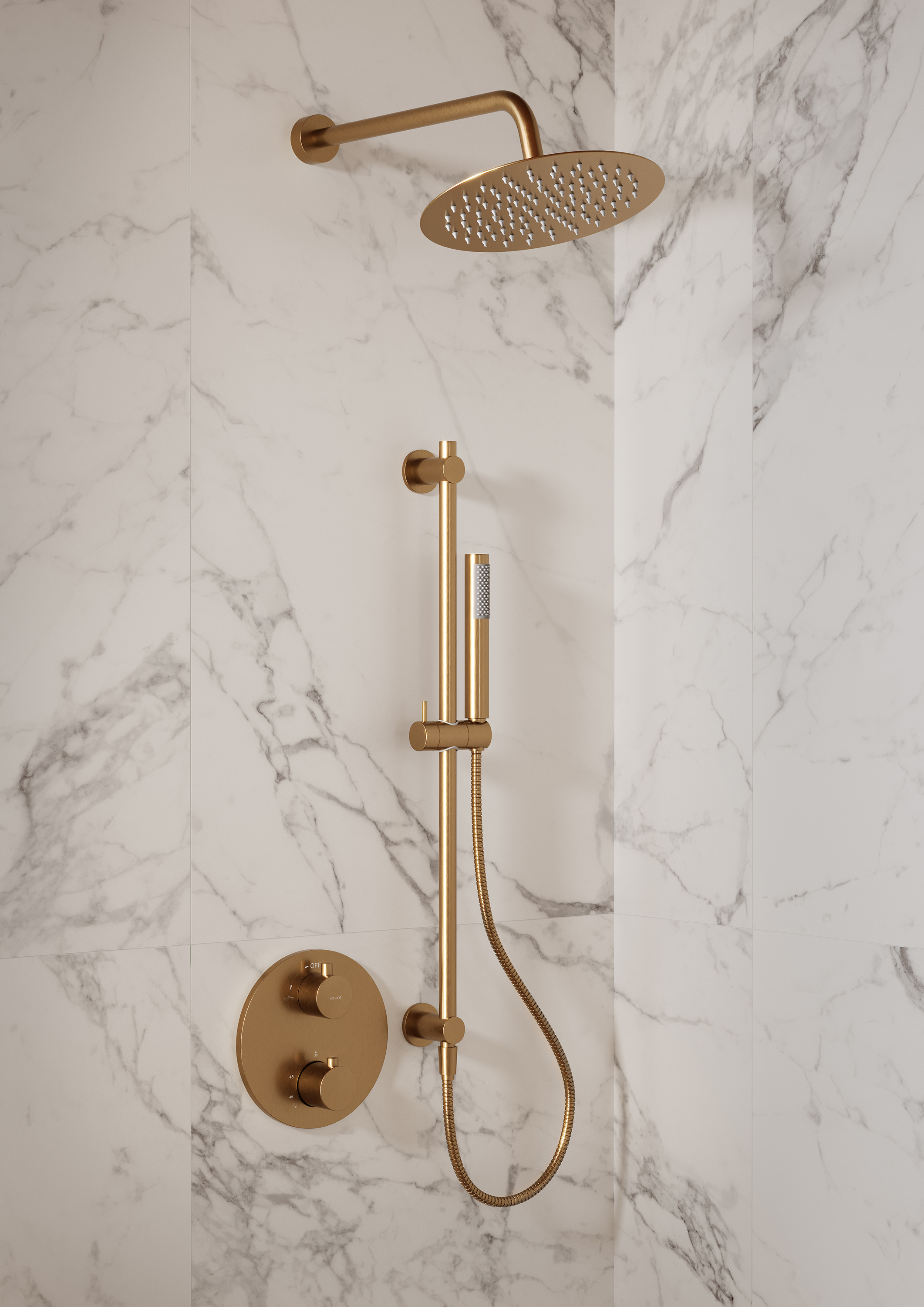 Cersanit Zen zestaw prysznicowy podtynkowy termostatyczny z deszczownicą miedź szczotkowana S952-050 - Wysyłka w 24h