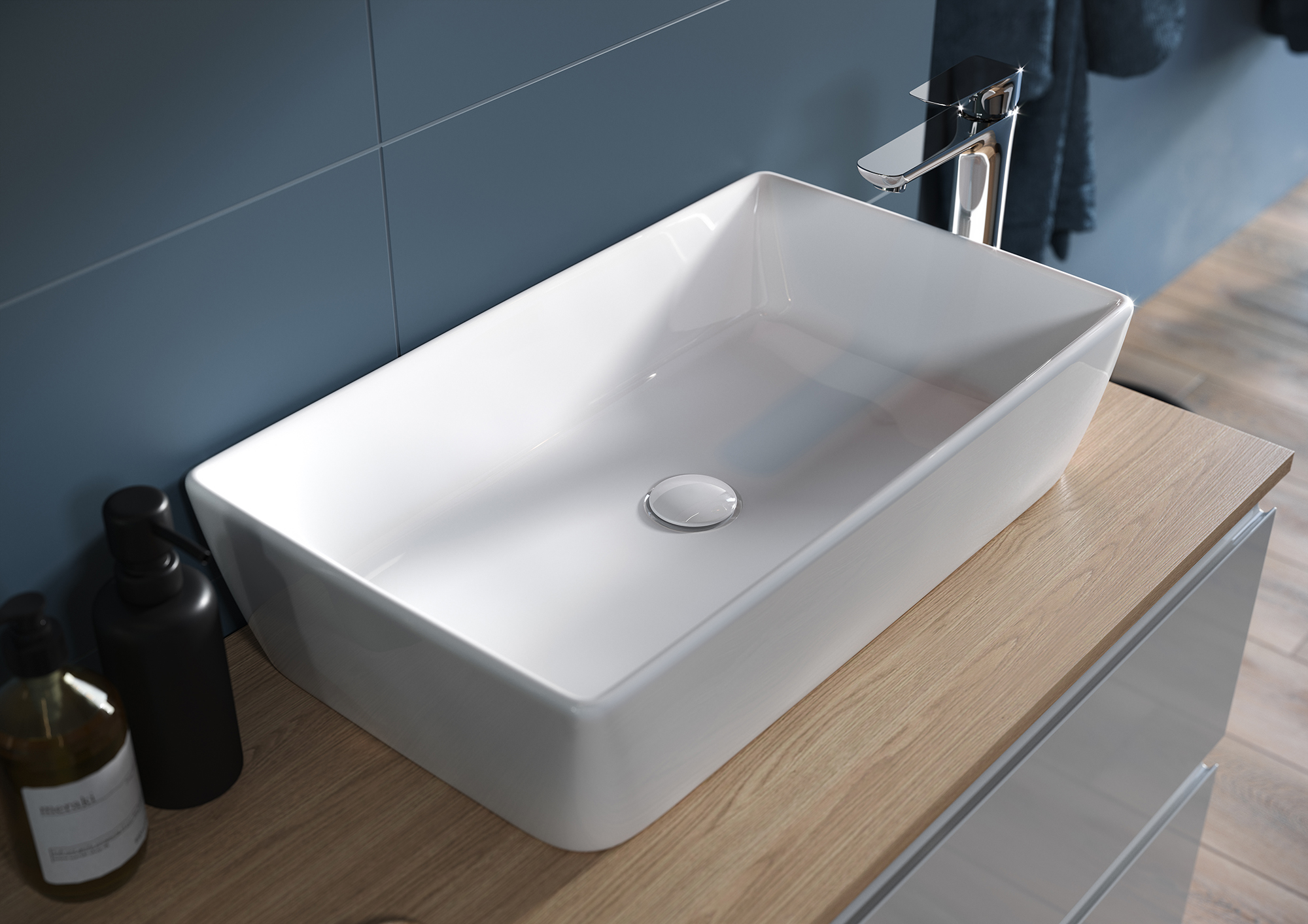 Cersanit City umywalka 51x36 cm nablatowa prostokątna biała EcoBox K35-048-ECO