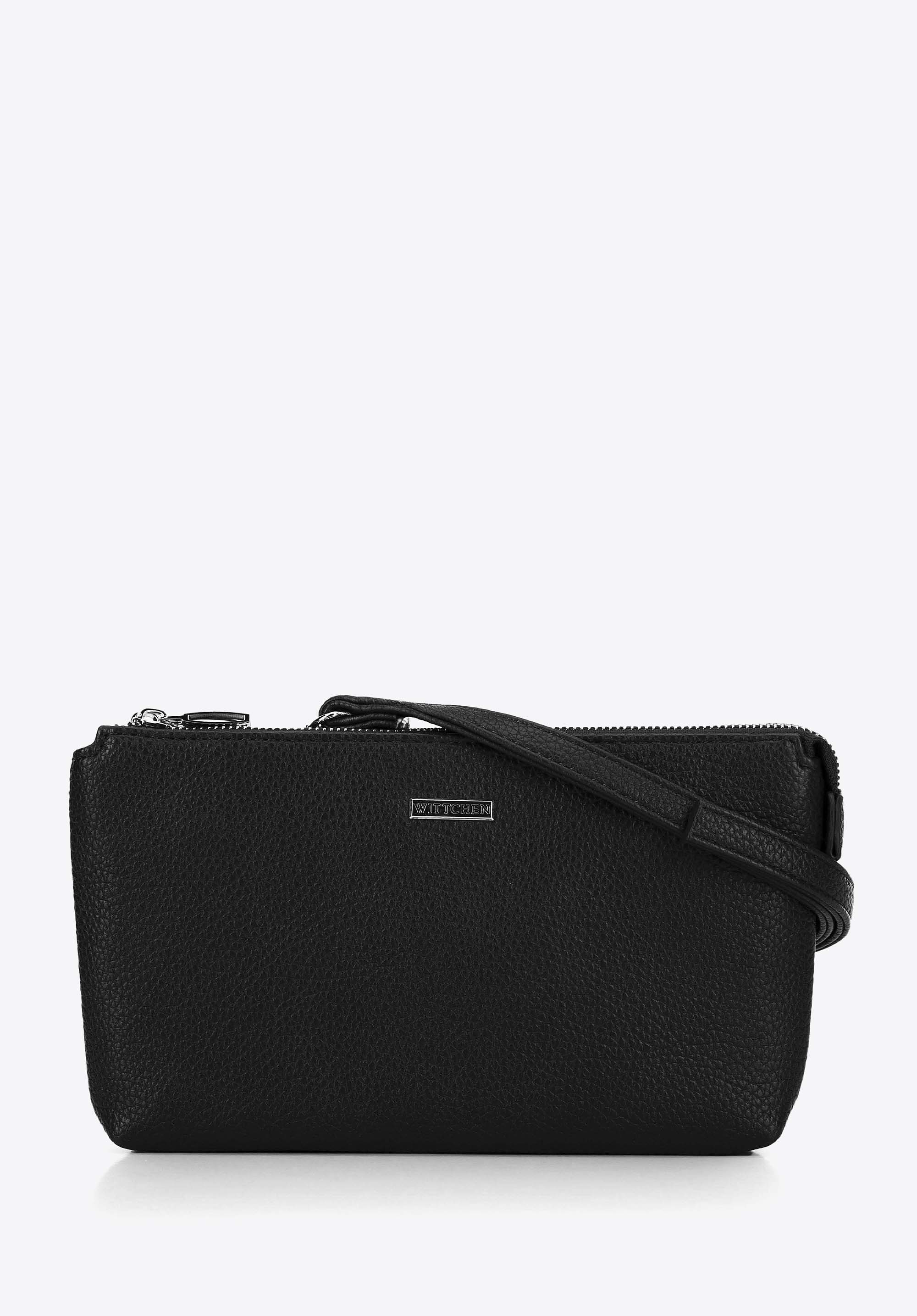 Crossbody z ekoskóry dwukomorowa czarno - srebrna