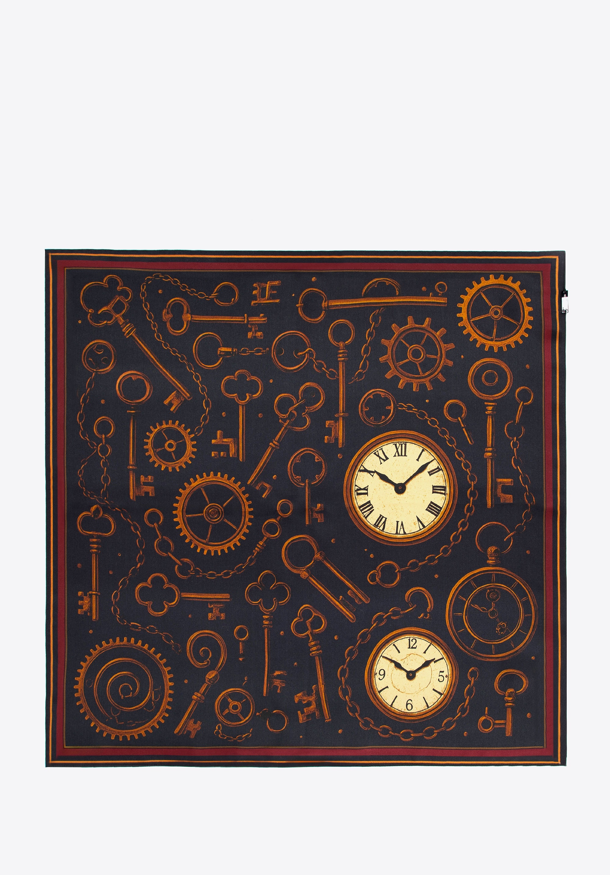 Damska apaszka z jedwabiu z dekoracyjnym wzorem vintage czarno - brązowa