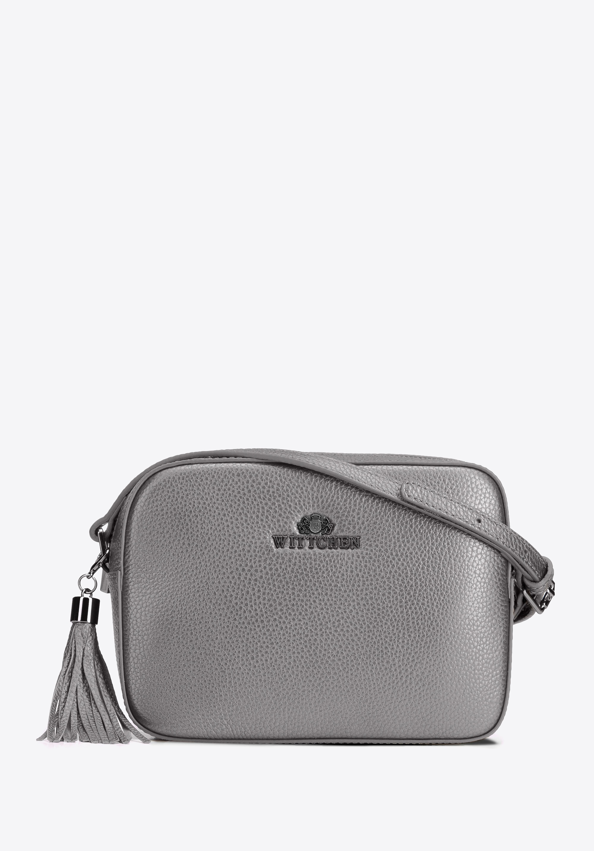 Damska listonoszka skórzana pudełkowa z chwostem grafitowa