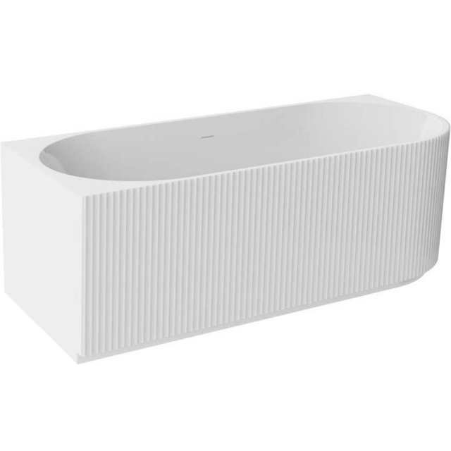 BESCO Wanna narożna DENAYA 150 lewa biała z syfonem klik-klak czarnym