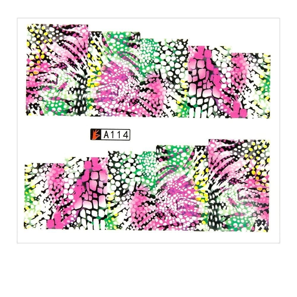 Naklejki wodne do paznokci arkusz 6,5 x 5,5 cm na 10 palców a Nr 114