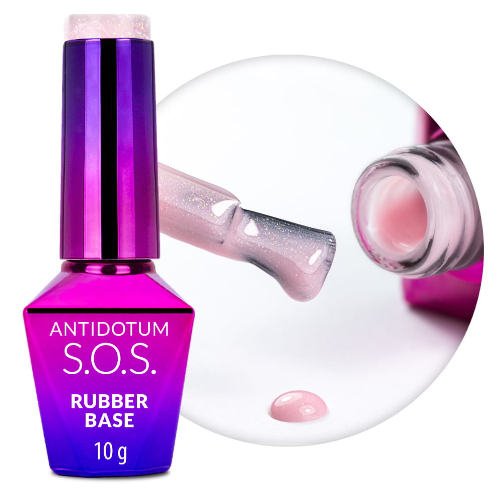 Baza kauczukowa elastyczne paznokcie manicure pedicure S.O.S. Antidotum Molly Nails Sparkling Mousse 10g