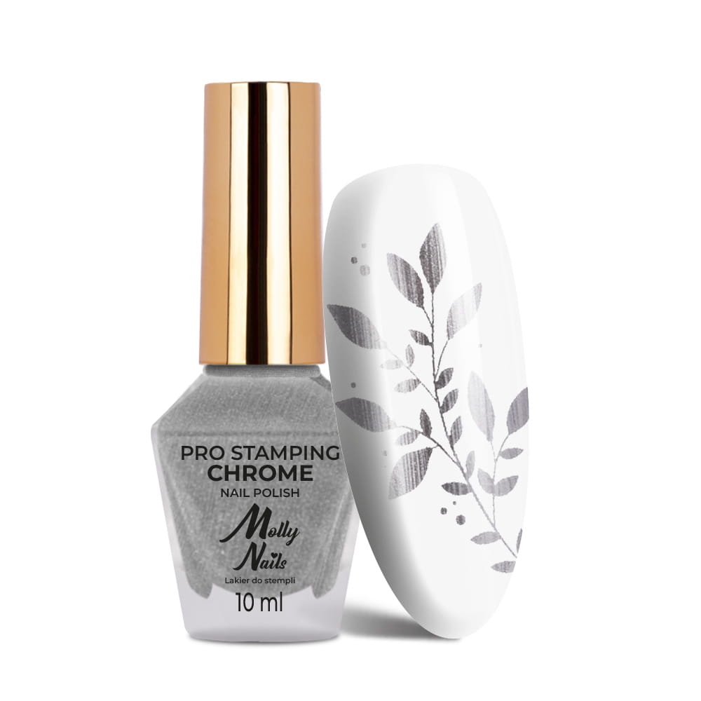 Lakier do stempli i stampingu Molly Nails PRO Stamping Chrome srebrny silver 10ml