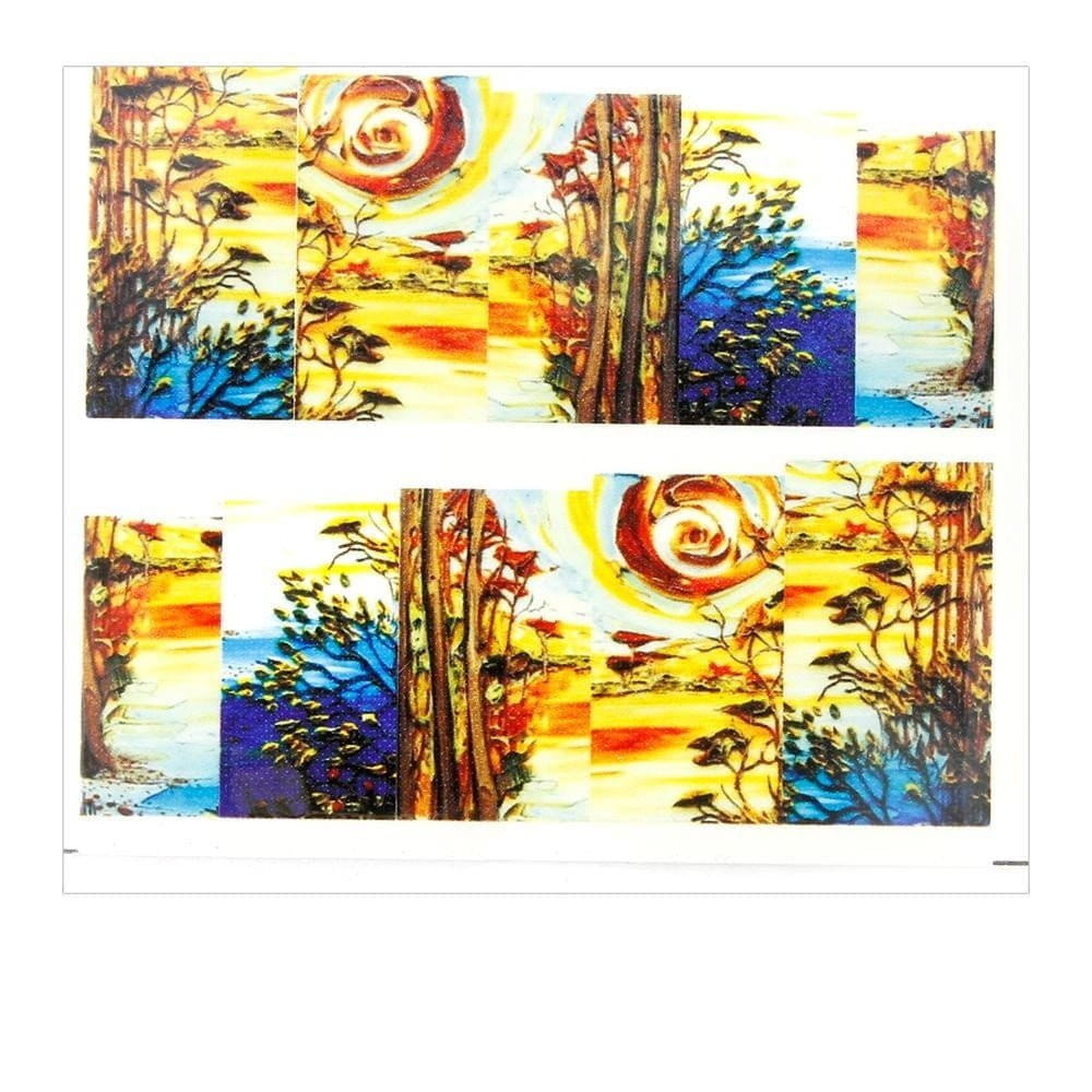 Naklejki wodne do paznokci arkusz 6,5 x 5,5 cm na 10 palców yb Nr 1006