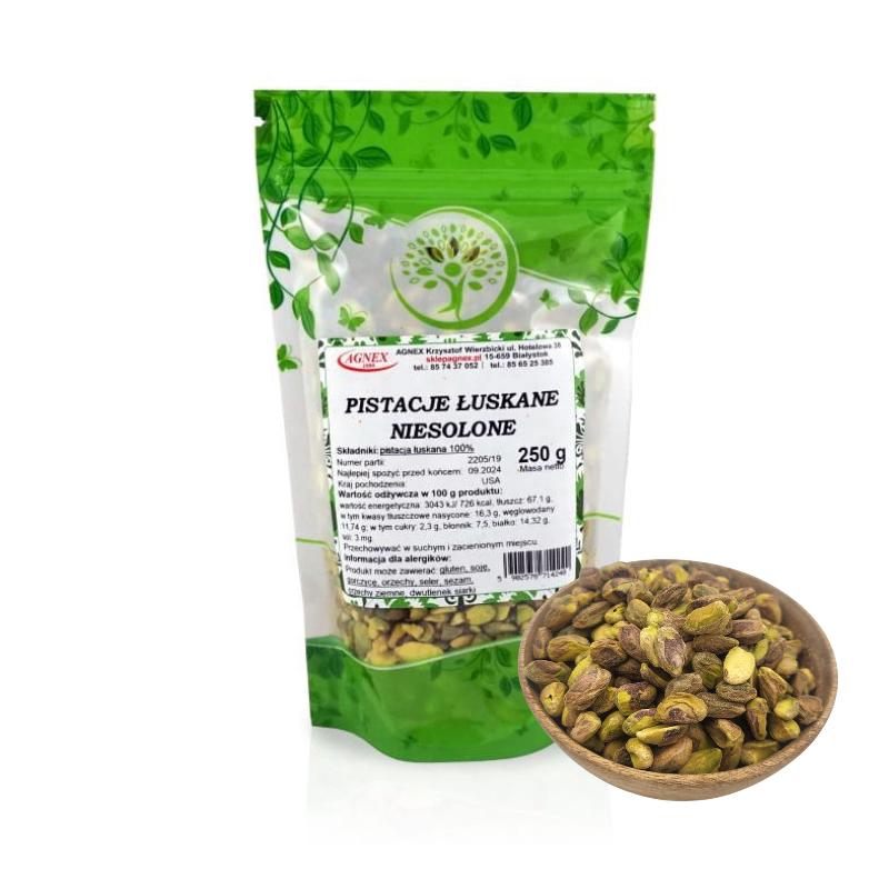 Pistacje łuskane niesolone 250g