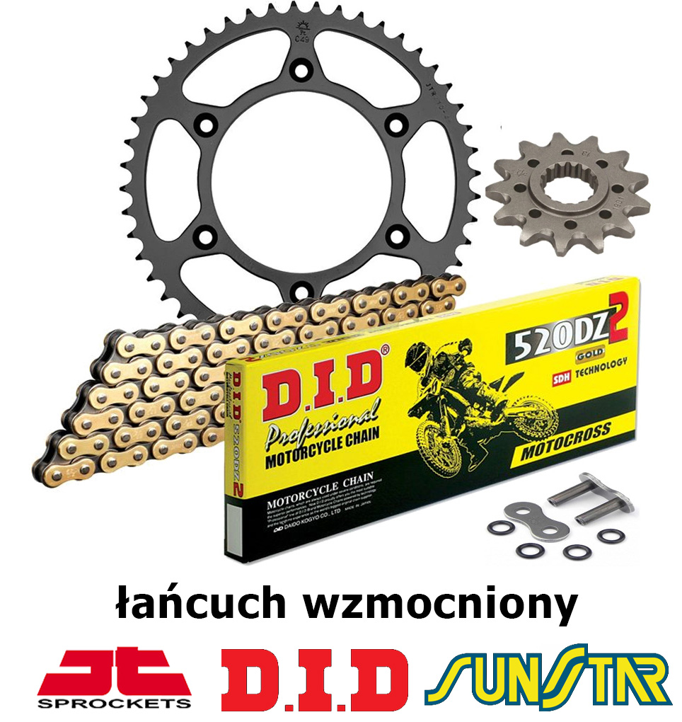 Yamaha Yz 125 1999-2004 Zestaw Napędowy Did Wzmocniony Złoty Bezoring Yamaha 1999 125 Yz 125