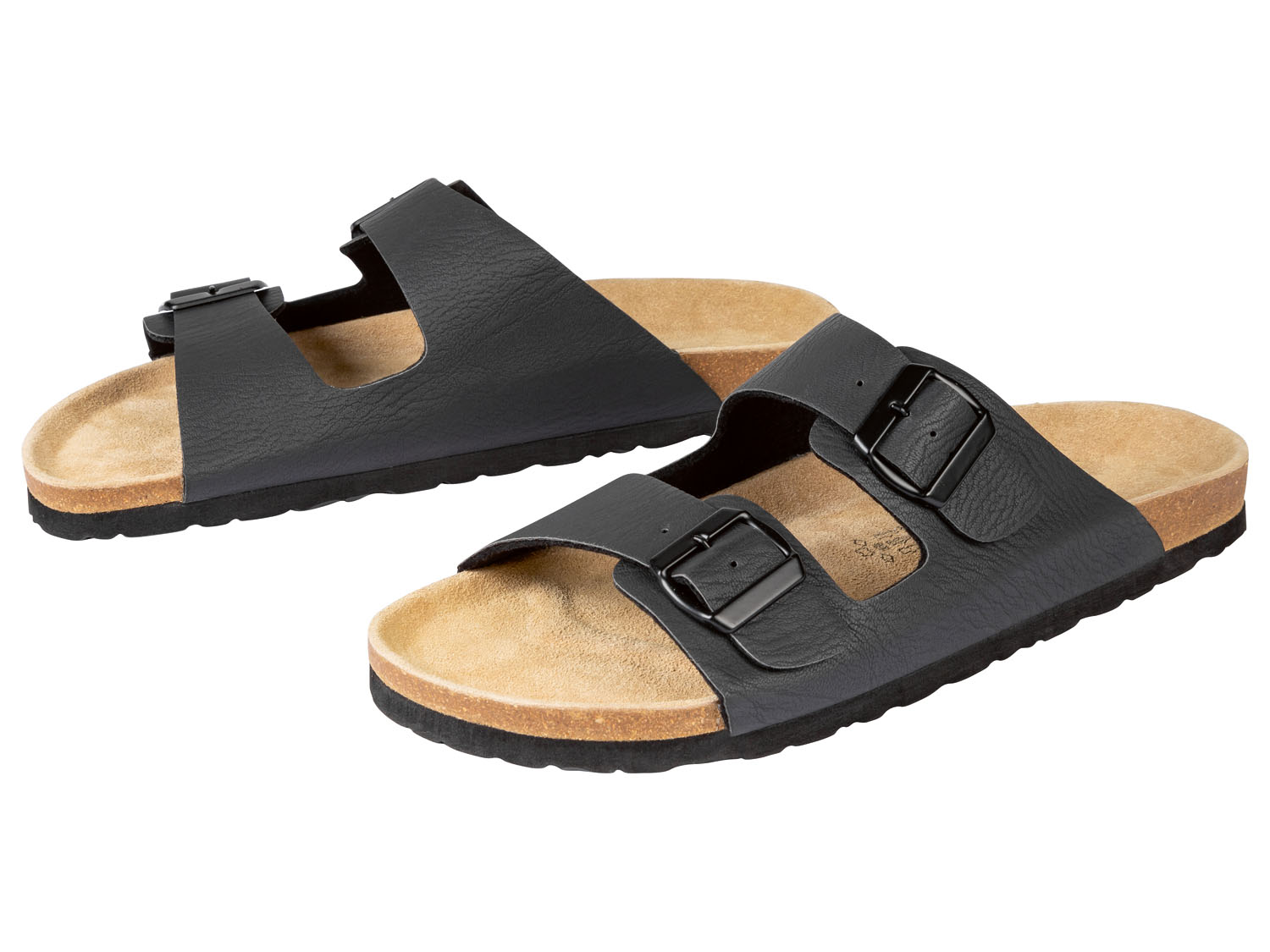 Livergy Klapki męskie ze skórzaną podpodeszwą 41, Czarny