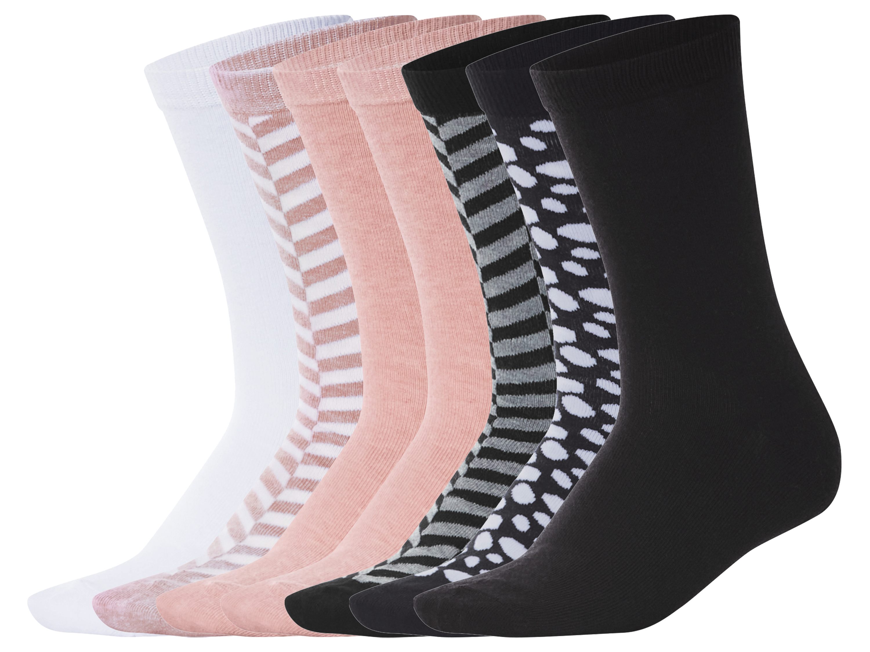 esmara Skarpetki damskie z biobawełną, 7 par Różowy/biały/czarny, 35-38