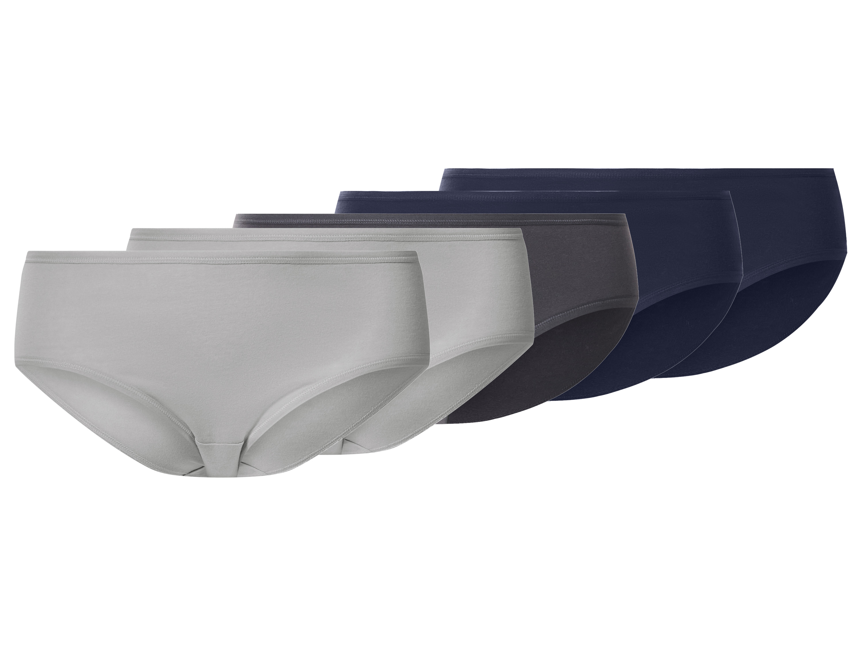 esmara Majtki hipstery damskie z bawełną, 5 par granatowy/antracytowy/jasnoszary, 3Xl56/58