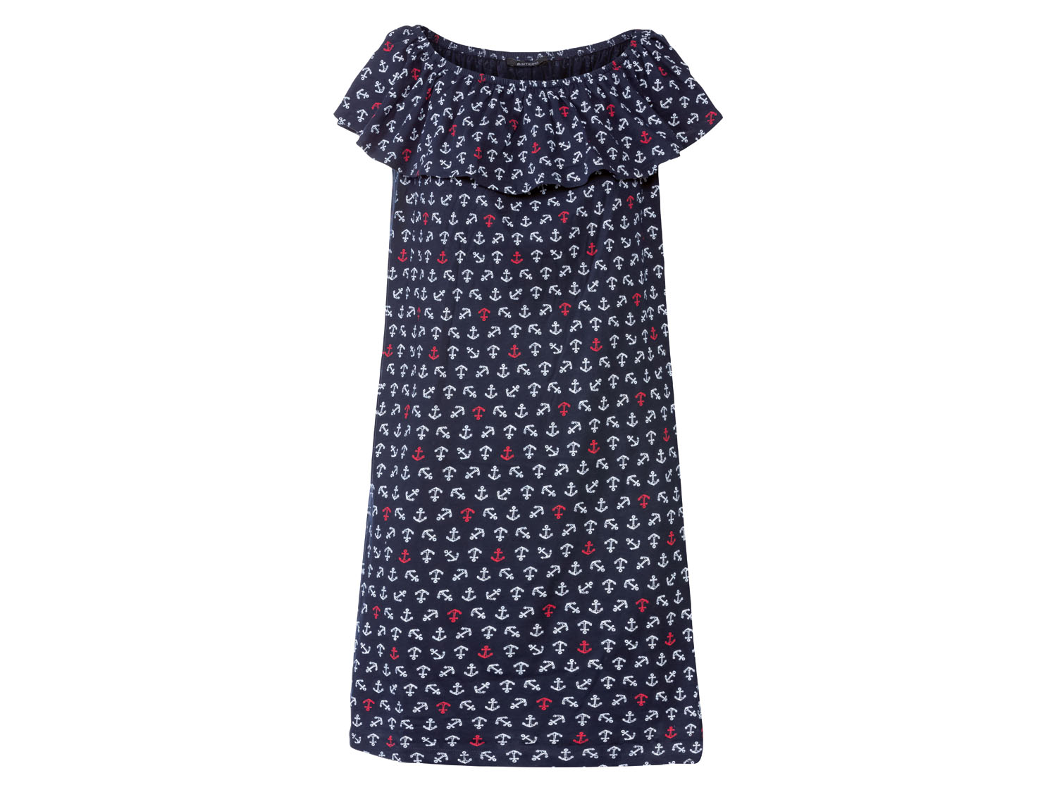 esmara Sukienka damska bawełniana z dekoltem typu carmen Ciemnoniebieski, S36/38