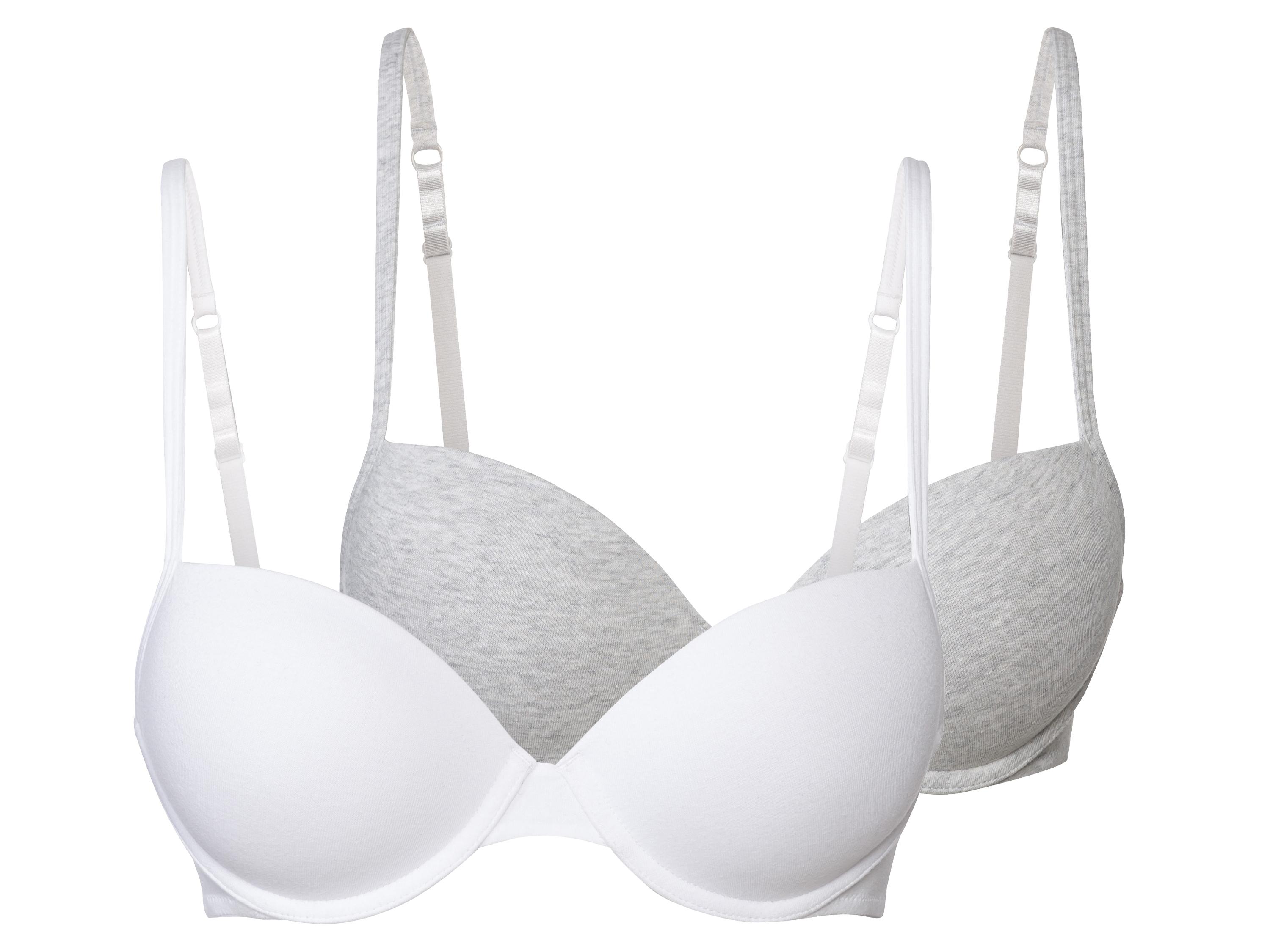 esmara Biustonosz damski z fiszbinami, 2 sztuki Szary/biały, 80B