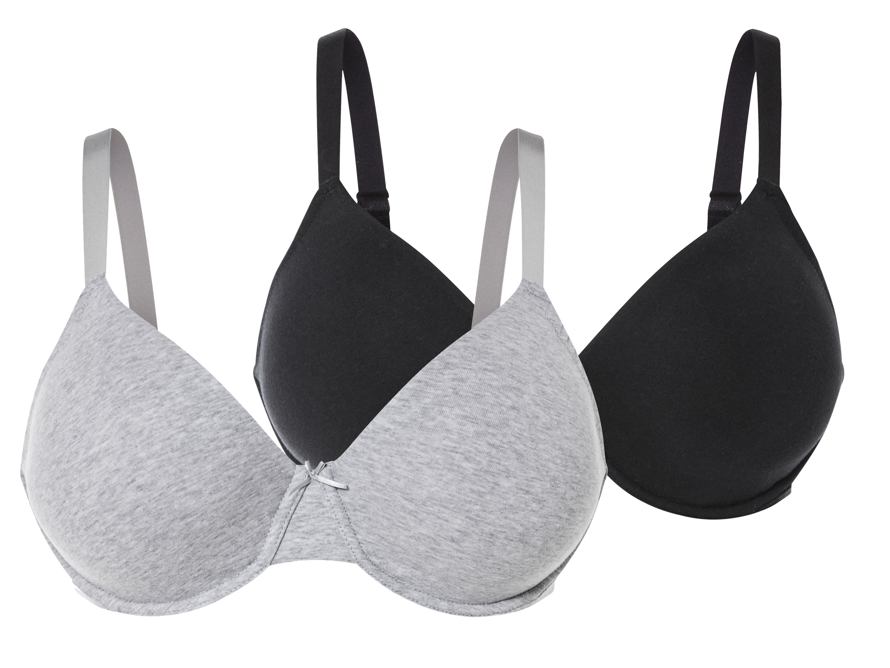 esmara Biustonosz damski z fiszbinami, 2 sztuki Czarny/ szary, 85D