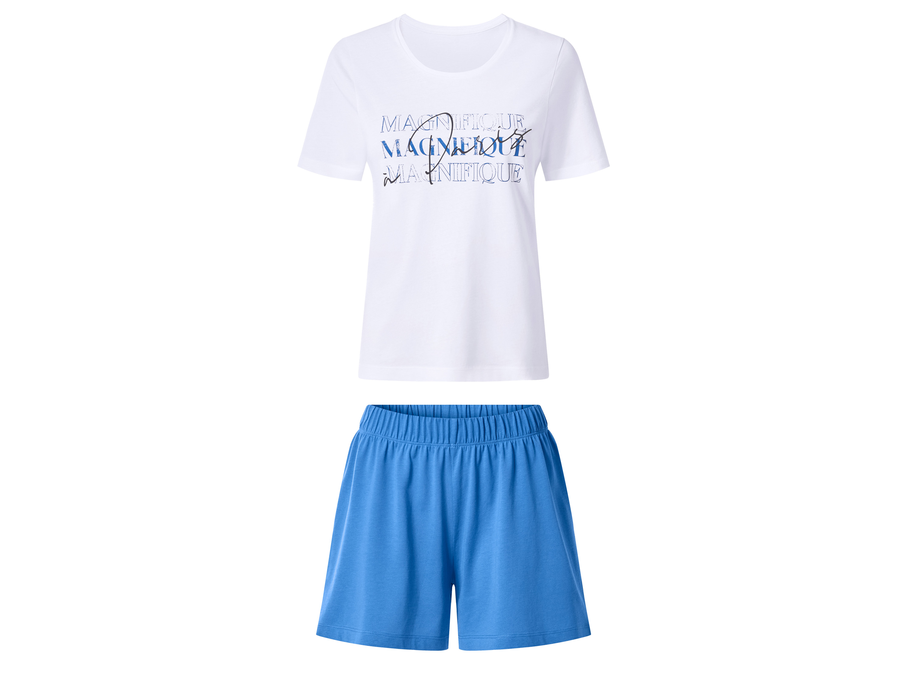 esmara Piżama damska z bawełny Biały/ niebieski, XS 32/34