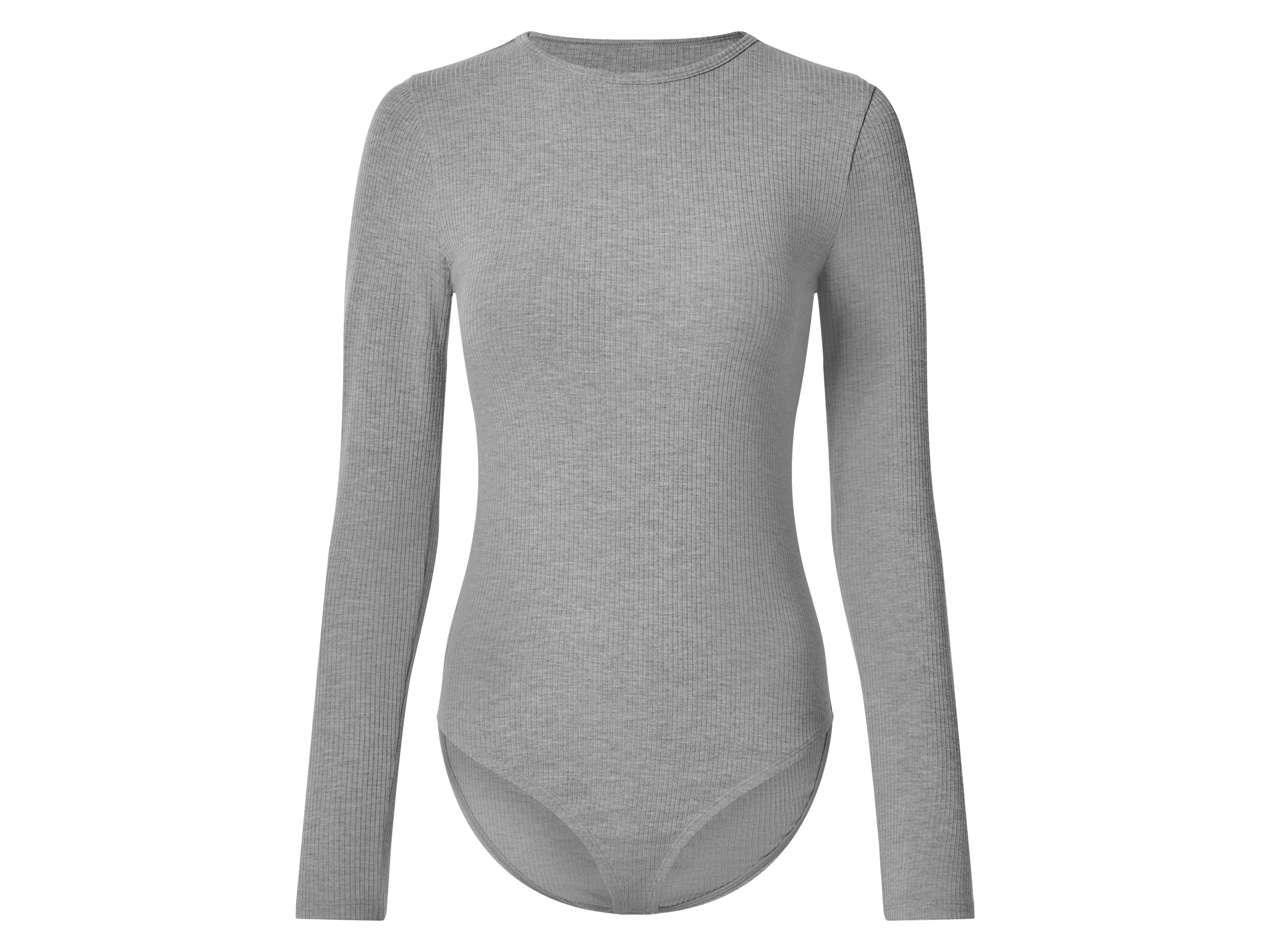 esmara Body prążkowane damskie z długim rękawem Szary, L44/46