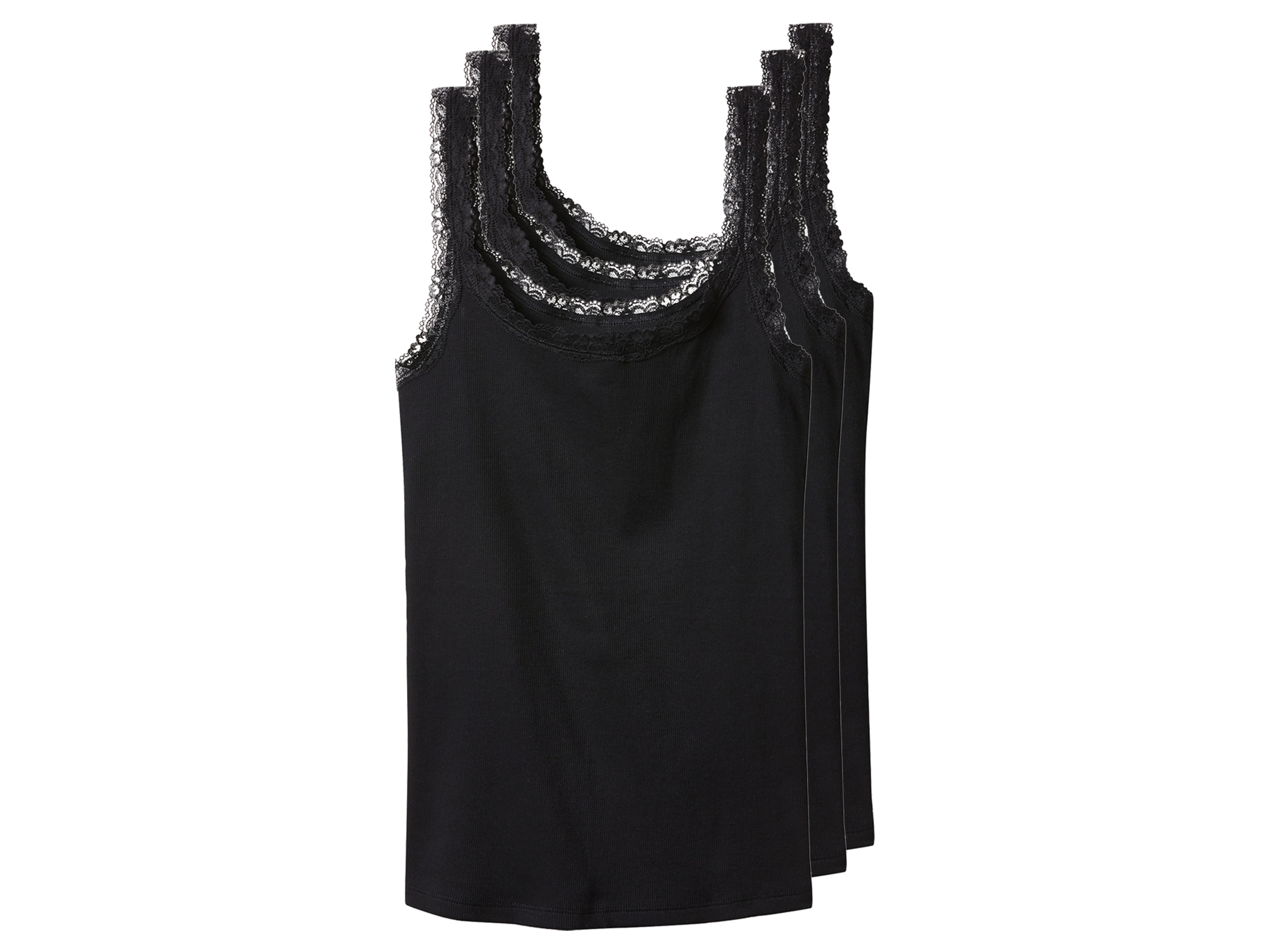 esmara Podkoszulki damskie z bawełną, 3 sztuki Czarny, S36/38