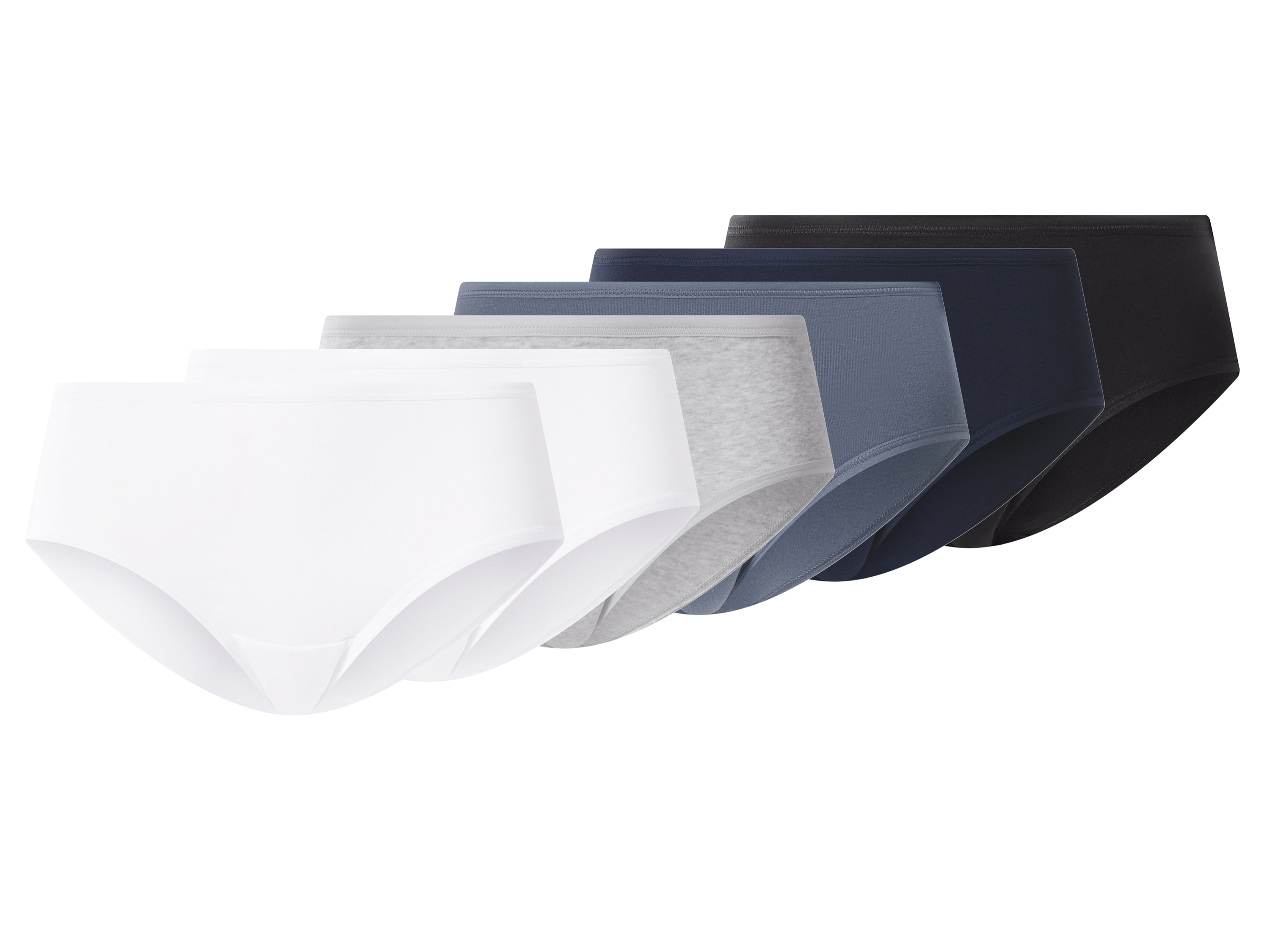 esmara Majtki hipstery damskie z bawełną, 6 par Czarny/granatowy/niebieski/biały, M 40/42