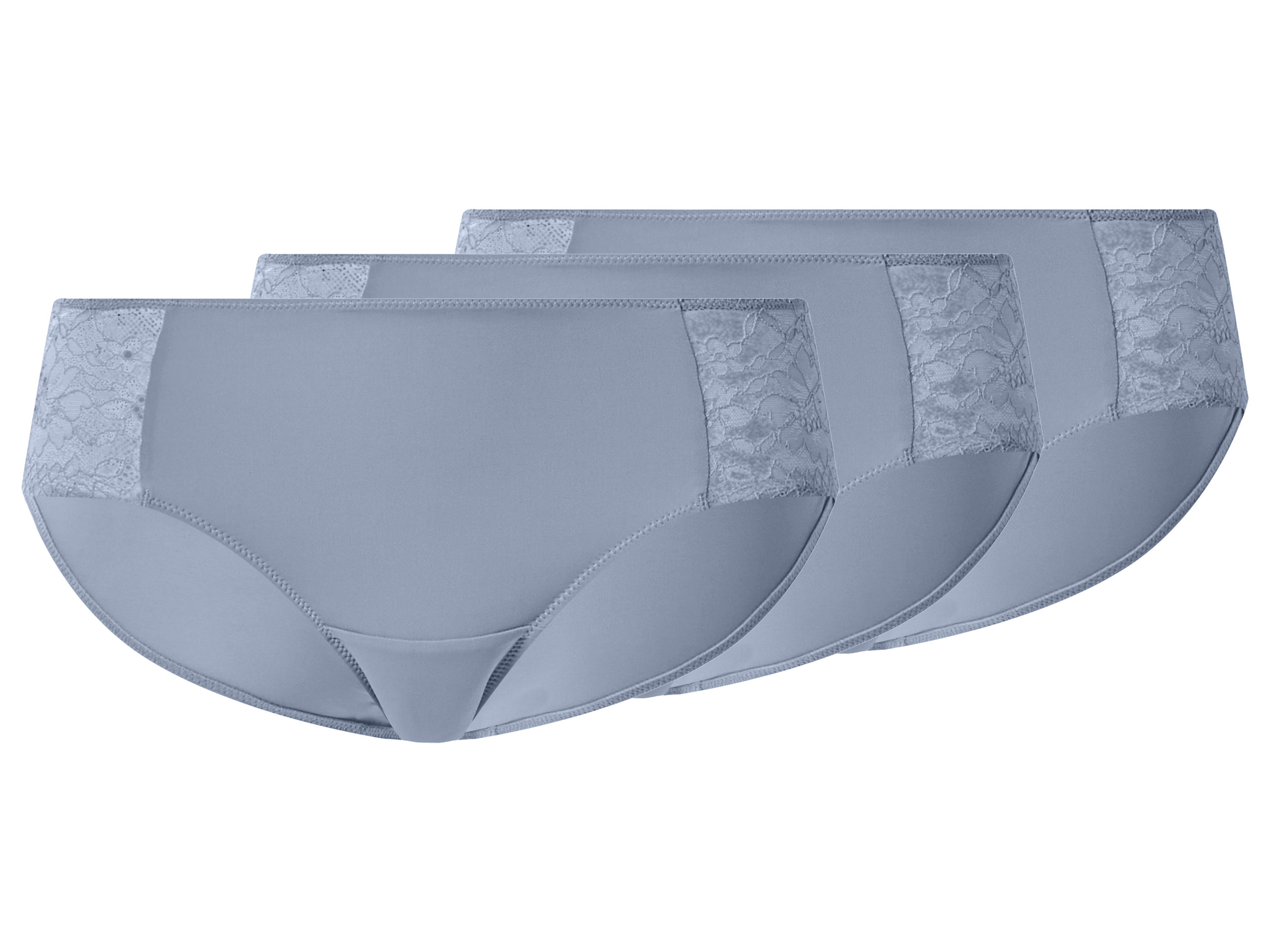 esmara Majtki hipstery damskie z koronką, 3 pary Niebieski, S36/38