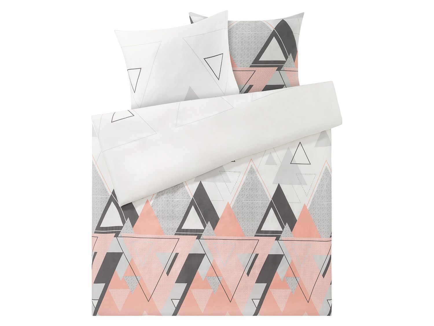 meradiso Pościel satynowa 220 x 200 cm, 1 komplet Trójkąty/szary/kremowy