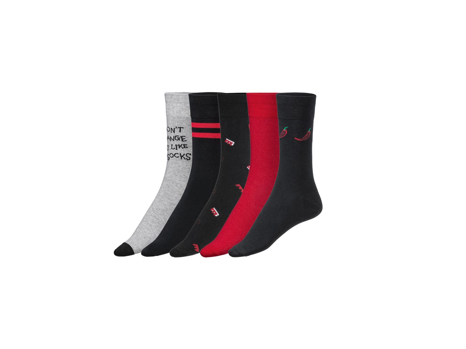 Livergy Skarpety męskie, 5 par Pasy/czarny/czerwony, 39-42