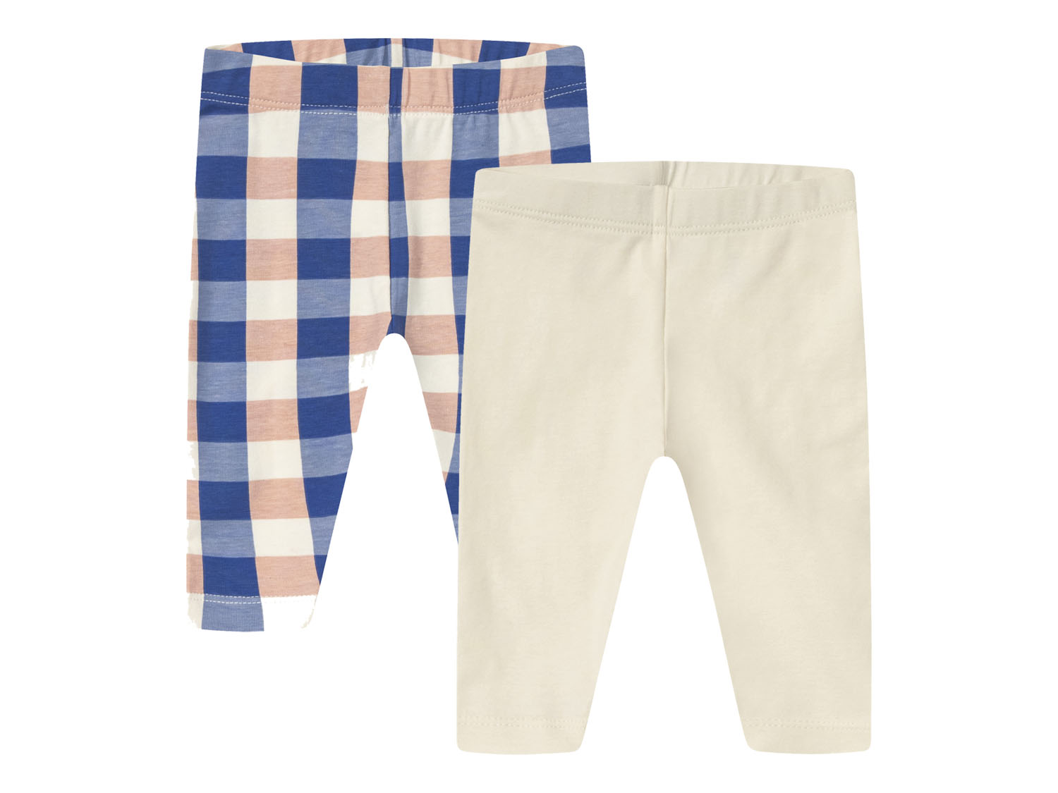 lupilu Legginsy niemowlęce z bawełną, 2 pary Kratka/biały, 86/92