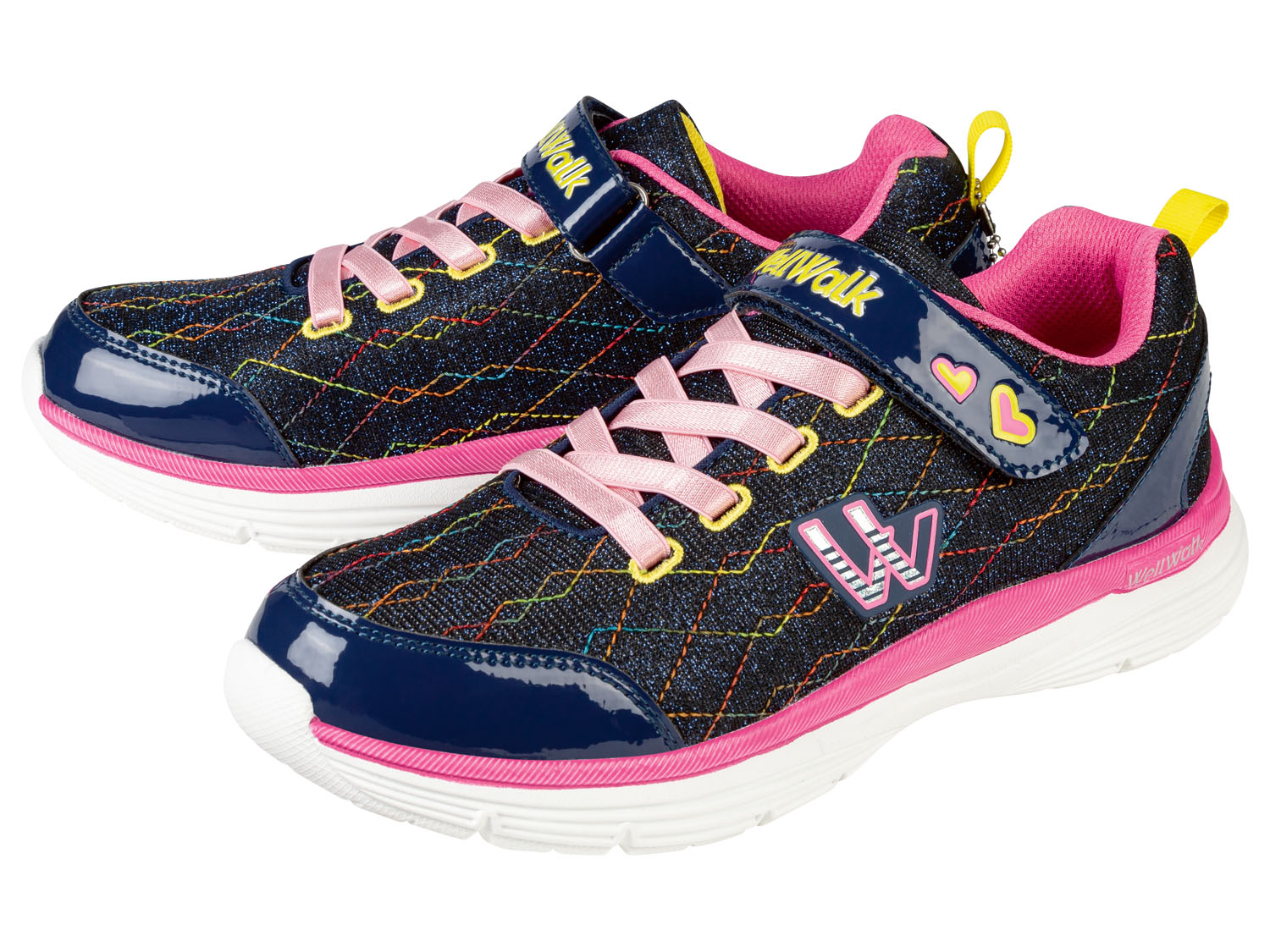 Buty rekreacyjne dziewczęce, z wkładką Memory Walk 36, Granatowy