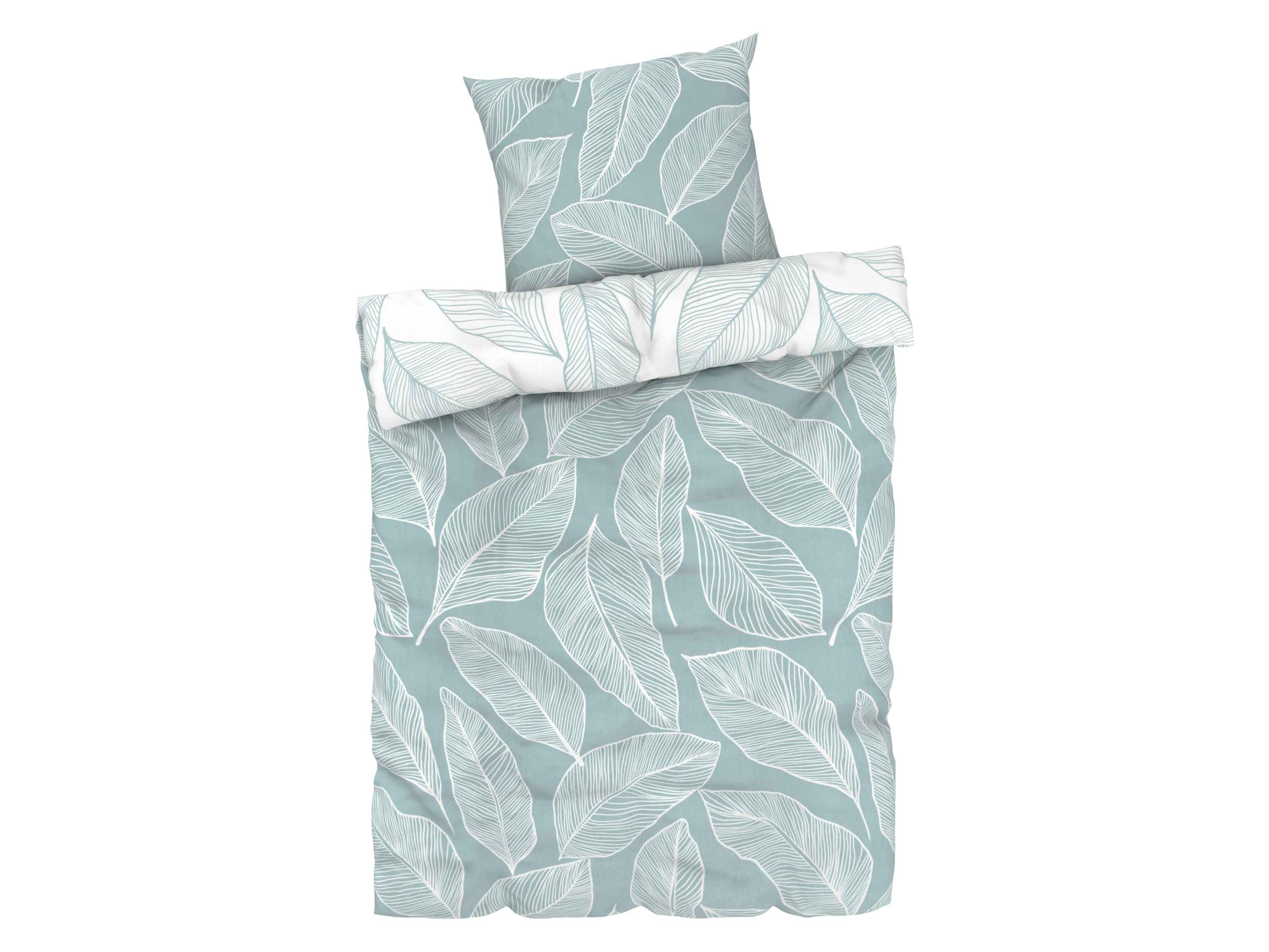 Livarno home Pościel z mikrowłókna satynowego, 140 x 200 cm Liście