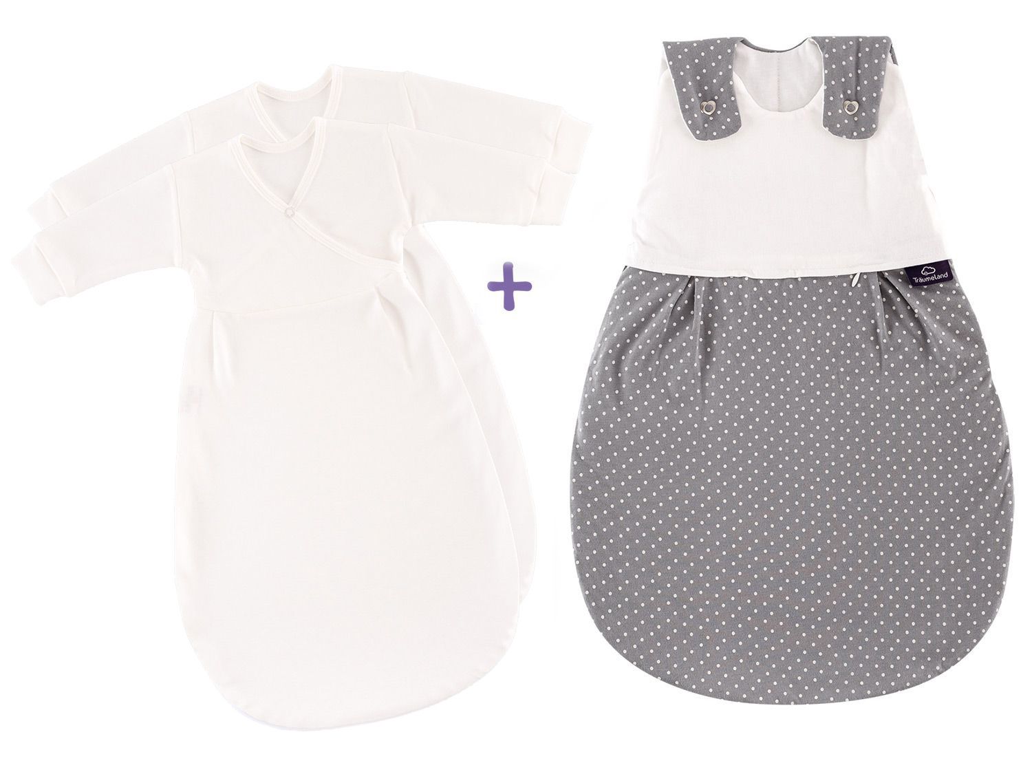 Träumeland Zestaw śpiworków dla niemowląt "Liebmich" z włókien naturalnych 3 elementy, 80/86