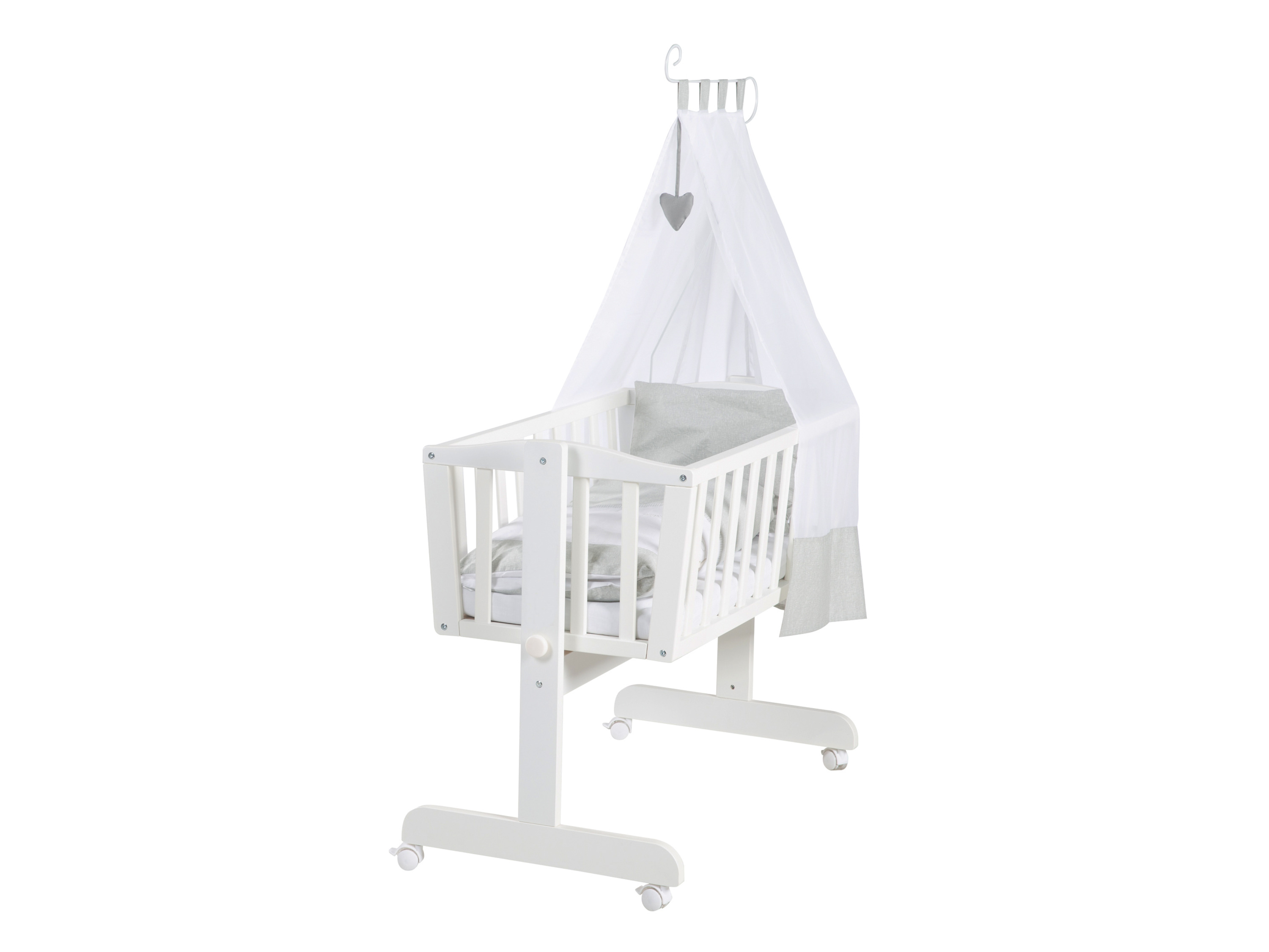 roba Kołyska z materacem i zestawem pościeli Serduszka