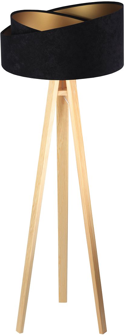 Darmowa Dostawa - Lampa stojąca 1x60 W czarna-złota-drewno BPS Koncept Galaxy 060P009
