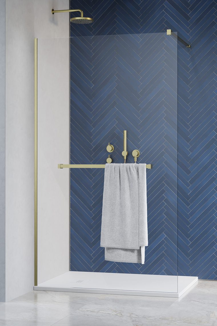 Darmowa Dostawa - Ścianka prysznicowa z wieszakiem 120 cm złoty szczotkowany/szkło przezroczyste Radaway Modo New Brushed Gold II 3891249901W