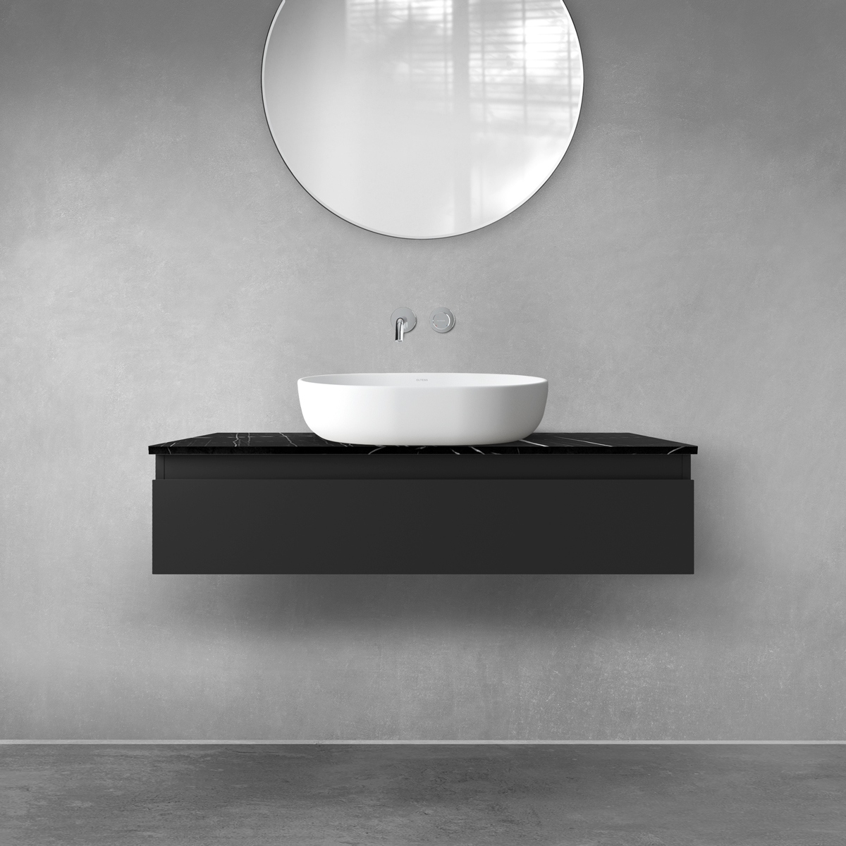 Darmowa Dostawa - Szafka z blatem 100x45.6x25.2 cm podumywalkowa wisząca czarna Oltens Vernal 68716300