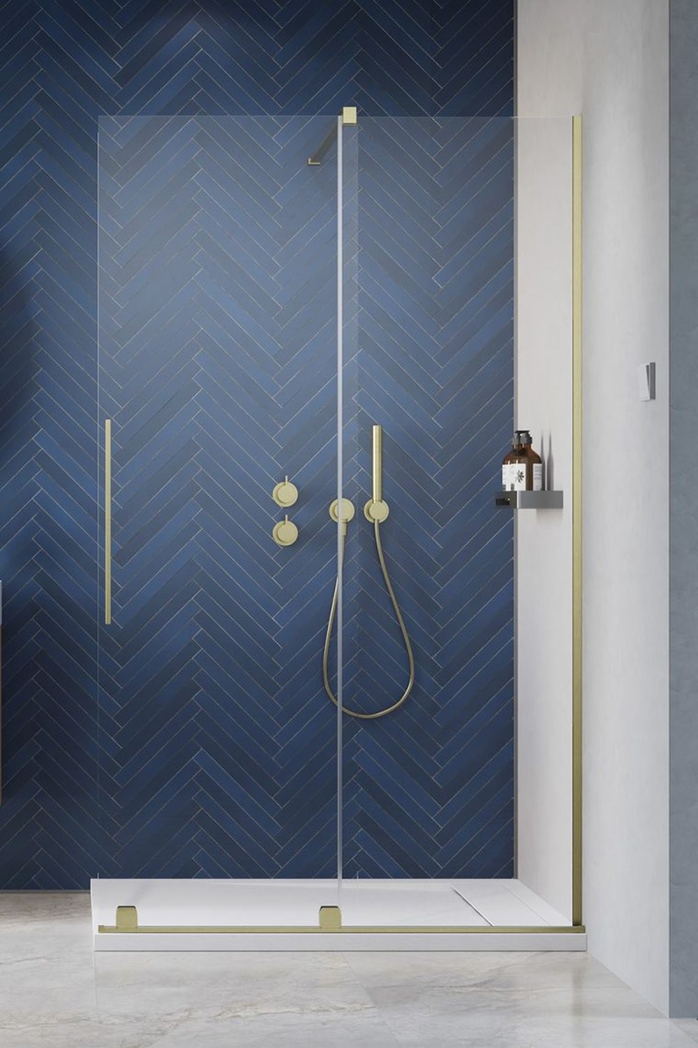 Darmowa Dostawa - Drzwi prysznicowe 100 cm rozsuwane Radaway Furo Brushed Gold Walk-In 101065389901R/101104940101