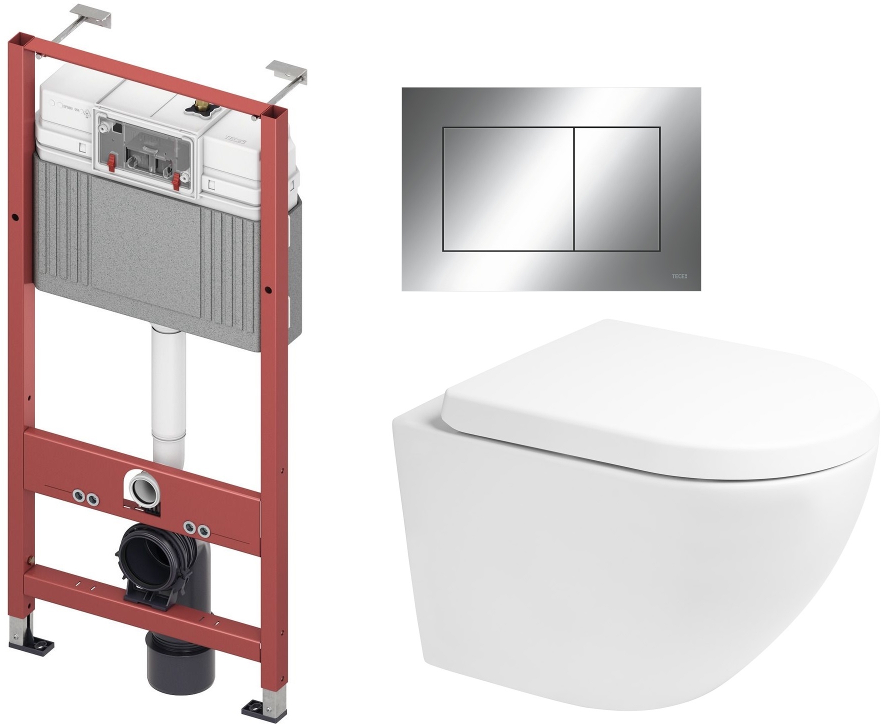 Darmowa Dostawa - Zestaw miska z deską i stelaż z przyciskiem ze spłukiwaniem wirowym Oltens Hamnes abset6092