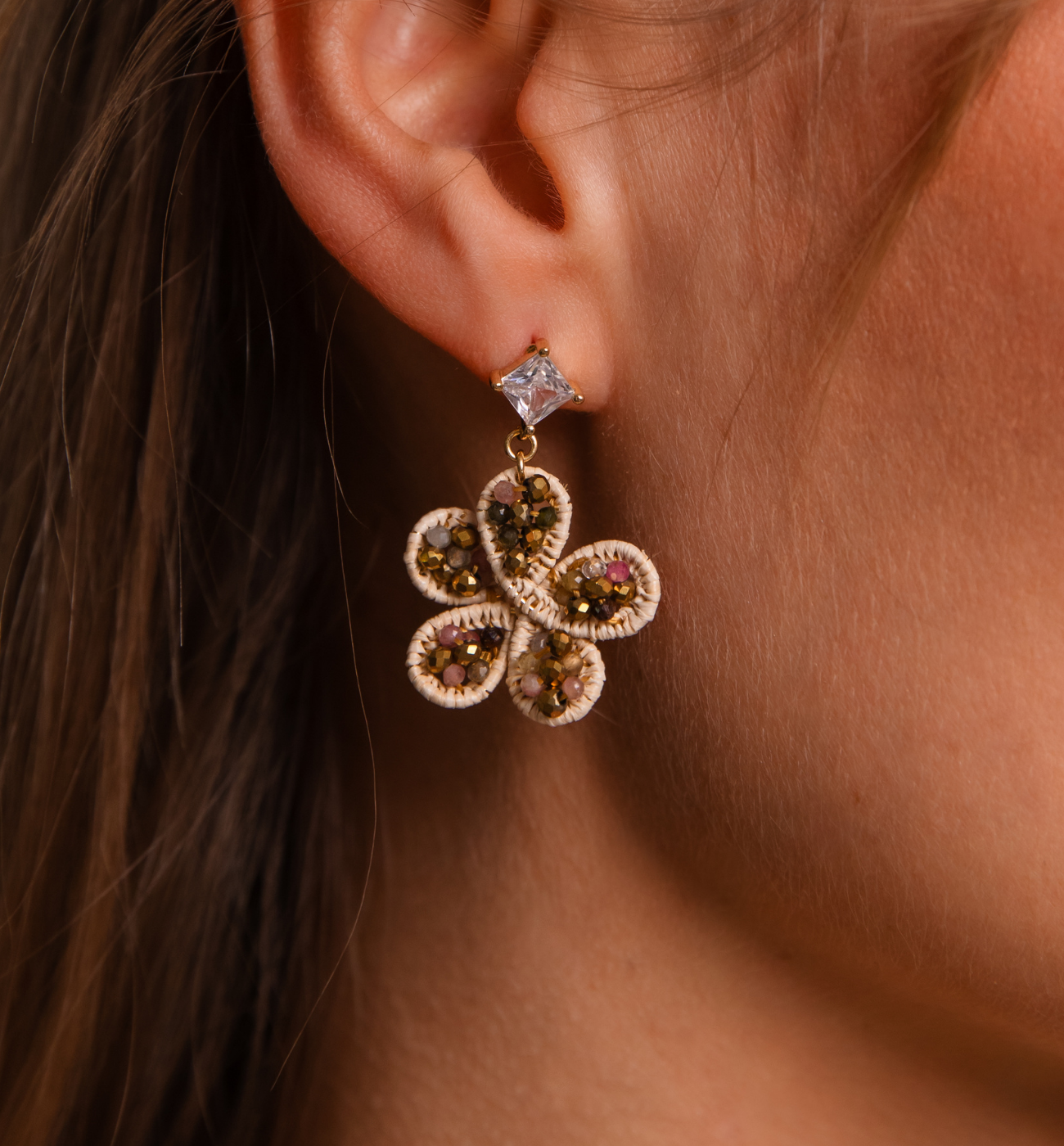 Kolczyki kwiatki z turmalinami KSC0161