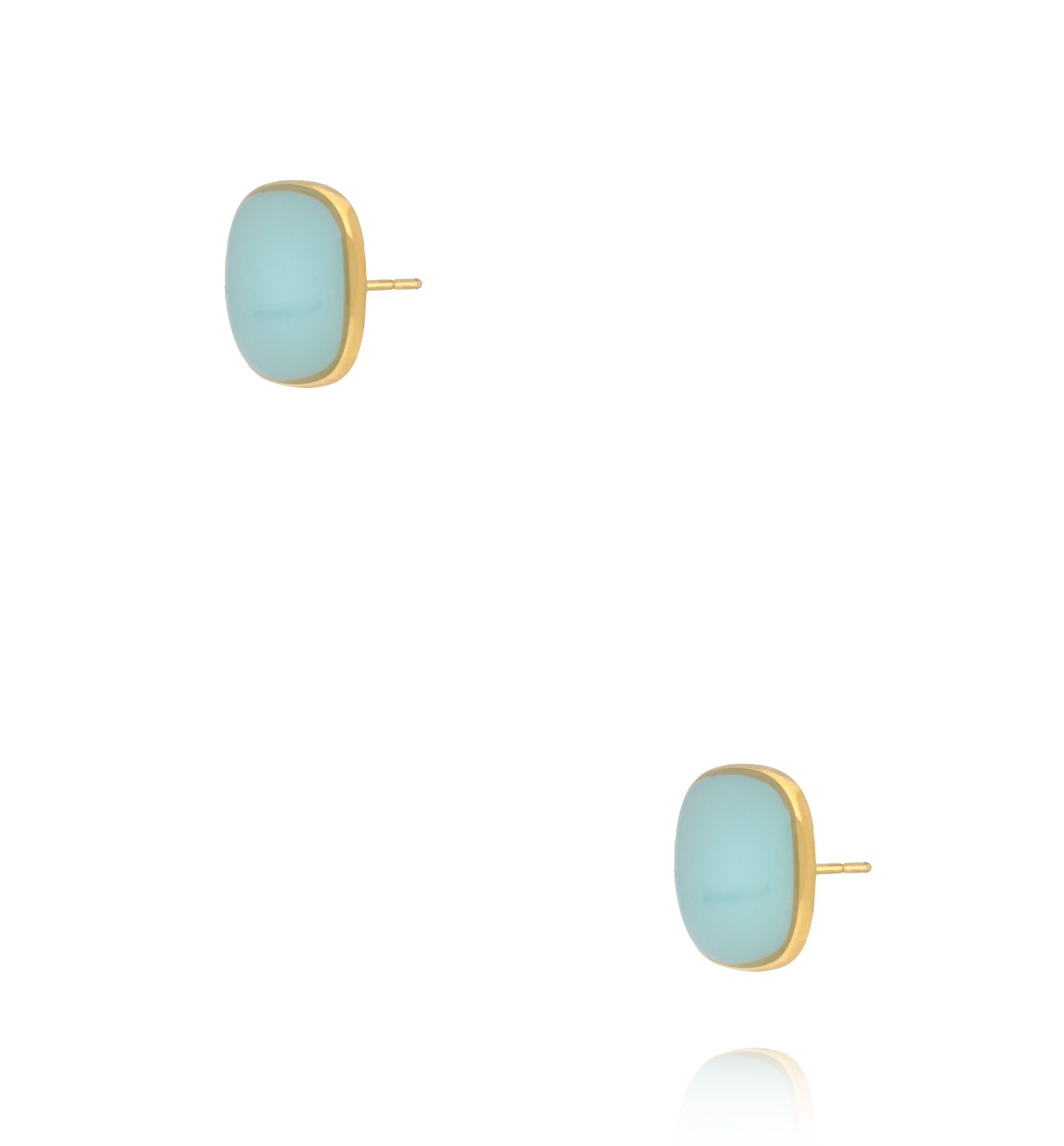 Kolczyki pozłacane kwadratowe z turkusową emalią KSY0361