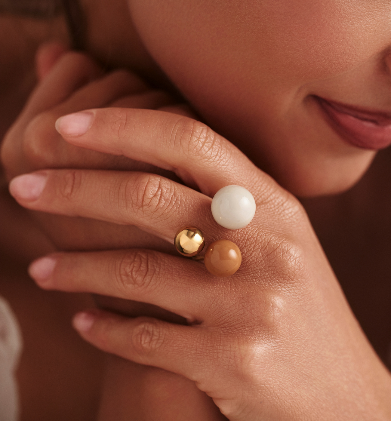 Pierścionek z kulkami emaliowany - By Dziubeka