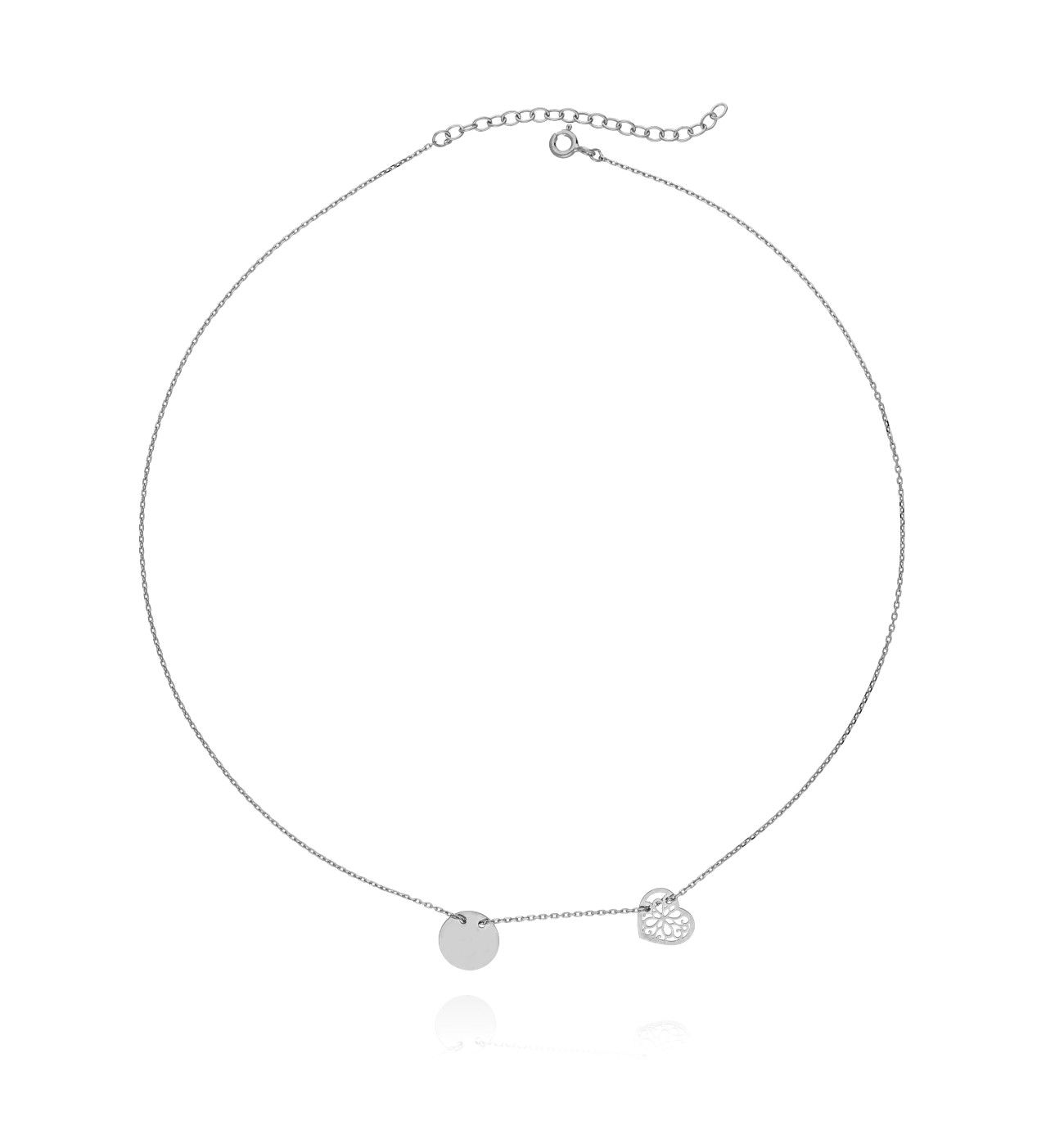 Naszyjnik srebrny z ażurowym serduszkiem NSE0012