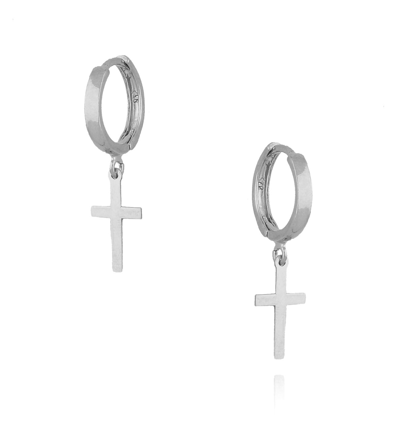 Kolczyki srebrne koła z krzyżykiem KSE0065